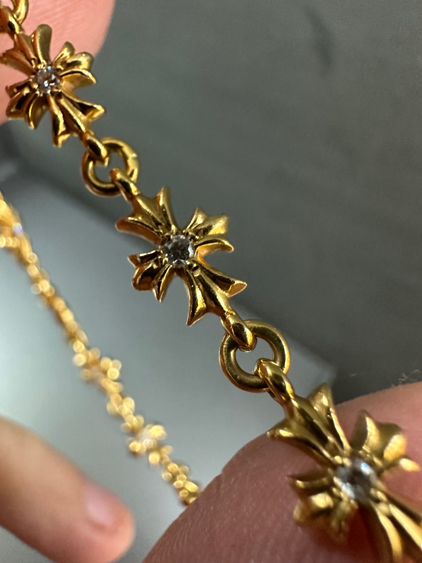 Chrome Hearts 22k Tiny e bracelet with diamonds 13 links