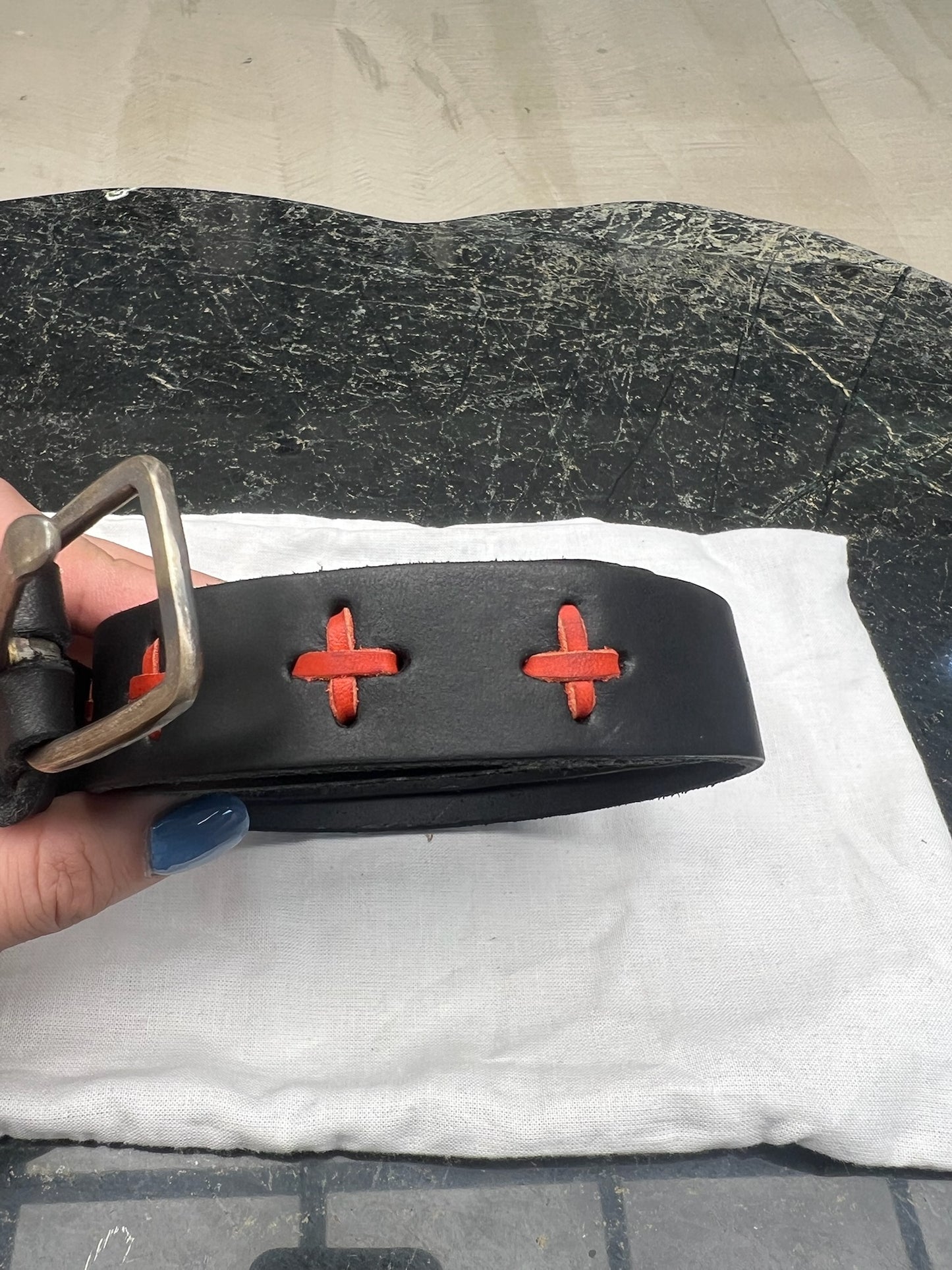 MA+ Red Woven Leather Crosses Belt