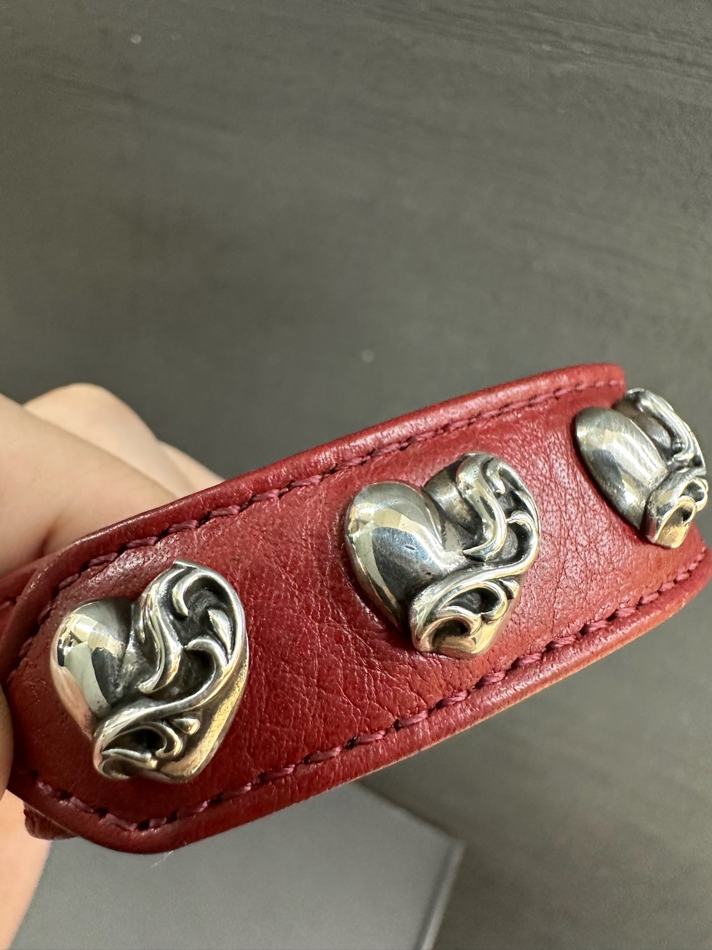 Chrome Hearts Red Leather Bracelet