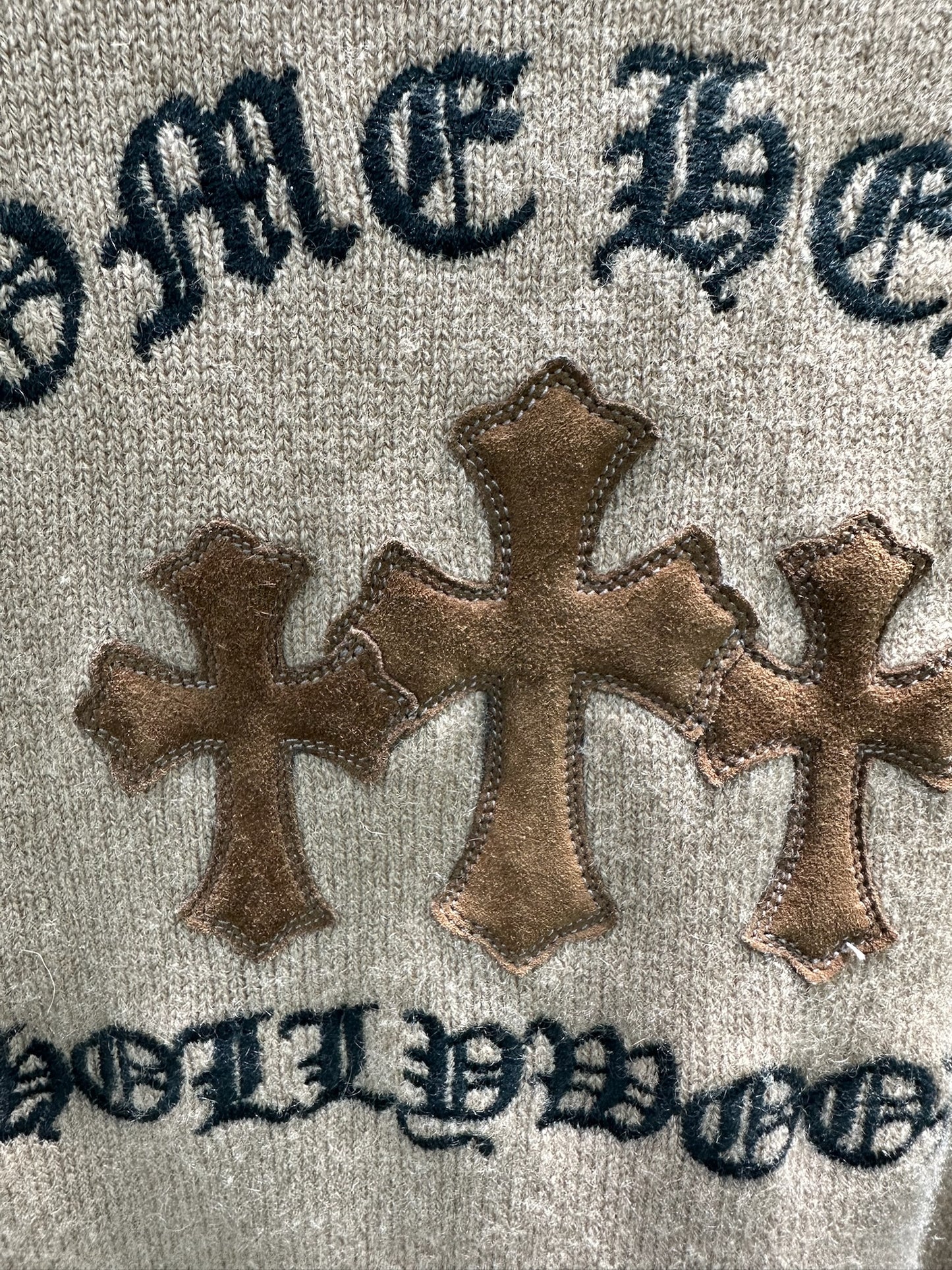 Chrome Hearts Leather Patch Cardigan