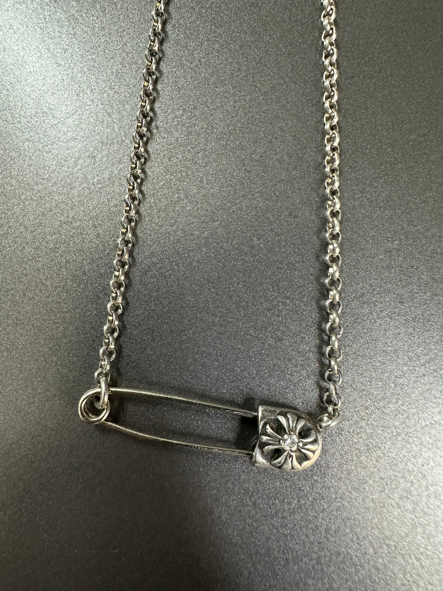 Chrome Hearts Safety Pin Necklace with Diamond