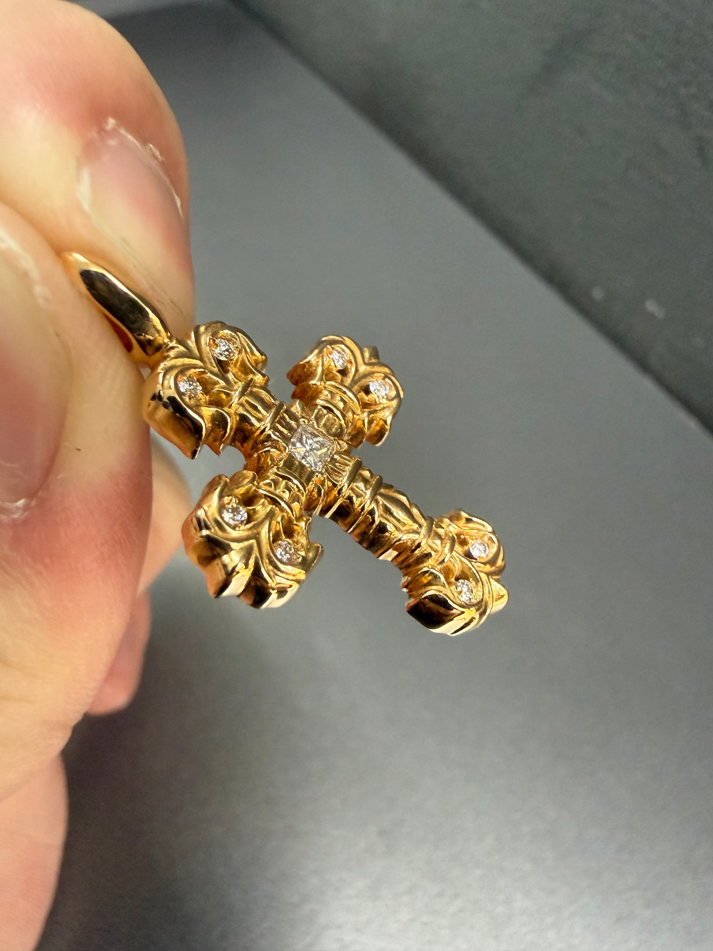 Chrome Hearts 22k Filigree Cross Pendant with Diamonds