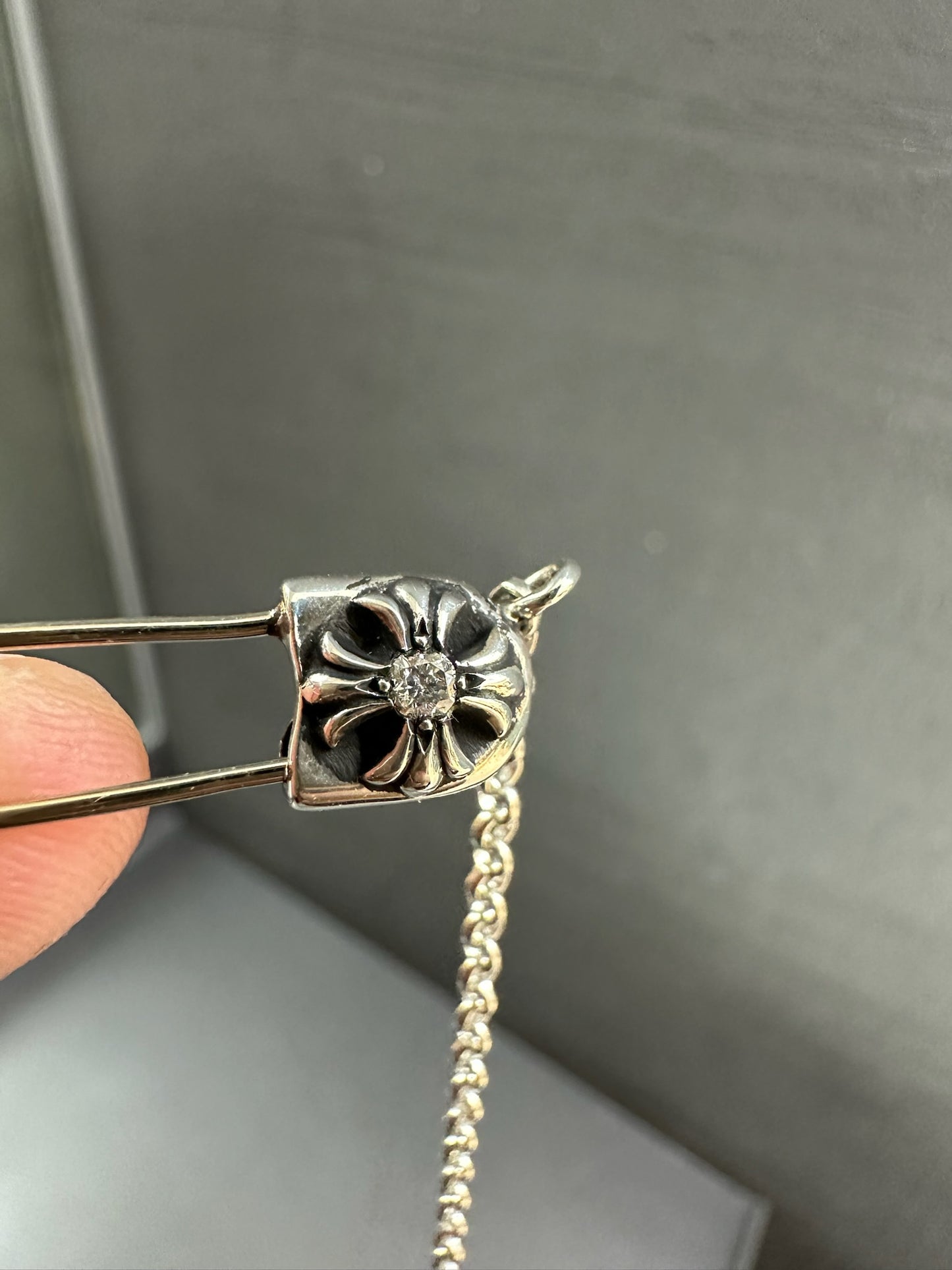 Chrome Hearts Safety Pin Necklace with Diamond