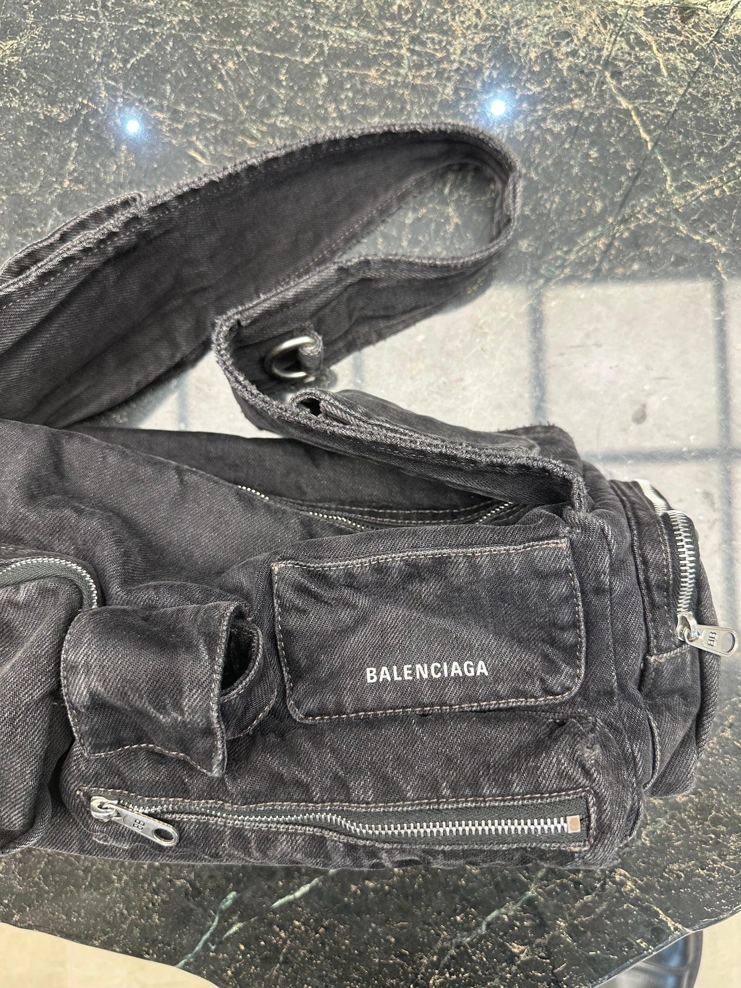 Balenciaga Superbusy Denim Shoulder Bag