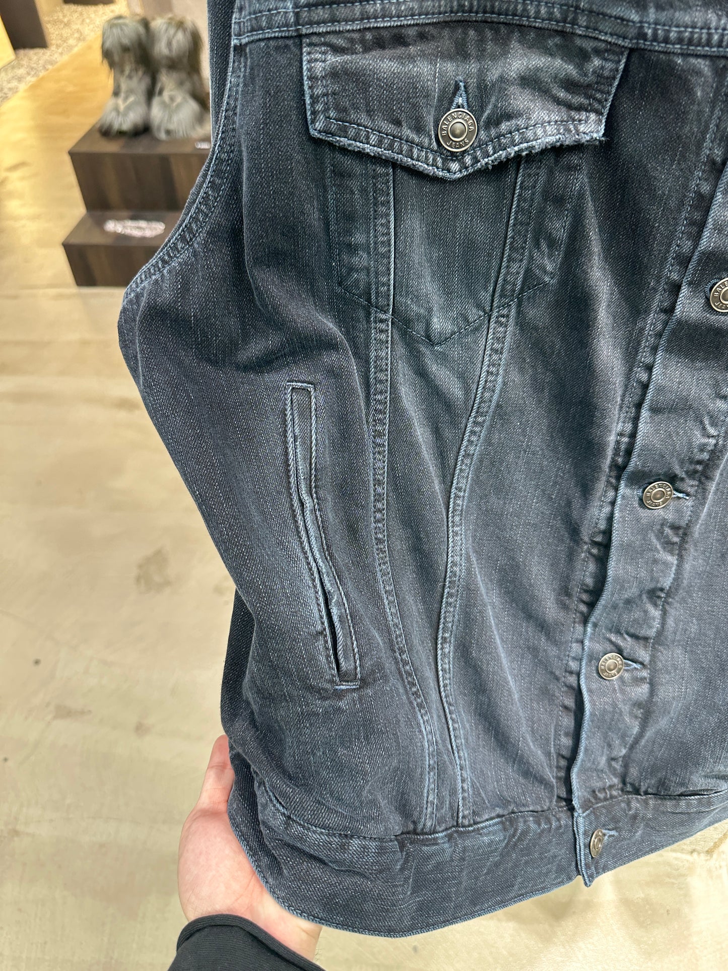 Balenciaga Off-shoulder Denim Jacket