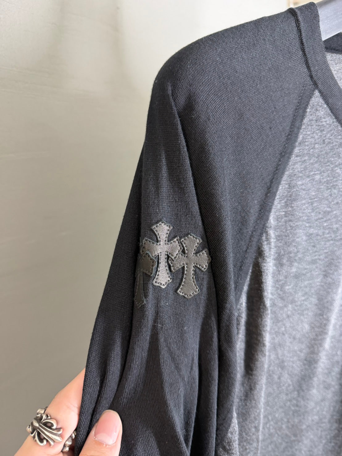 Chrome Hearts Silk Blend Cross Patch Raglan Long Sleeve