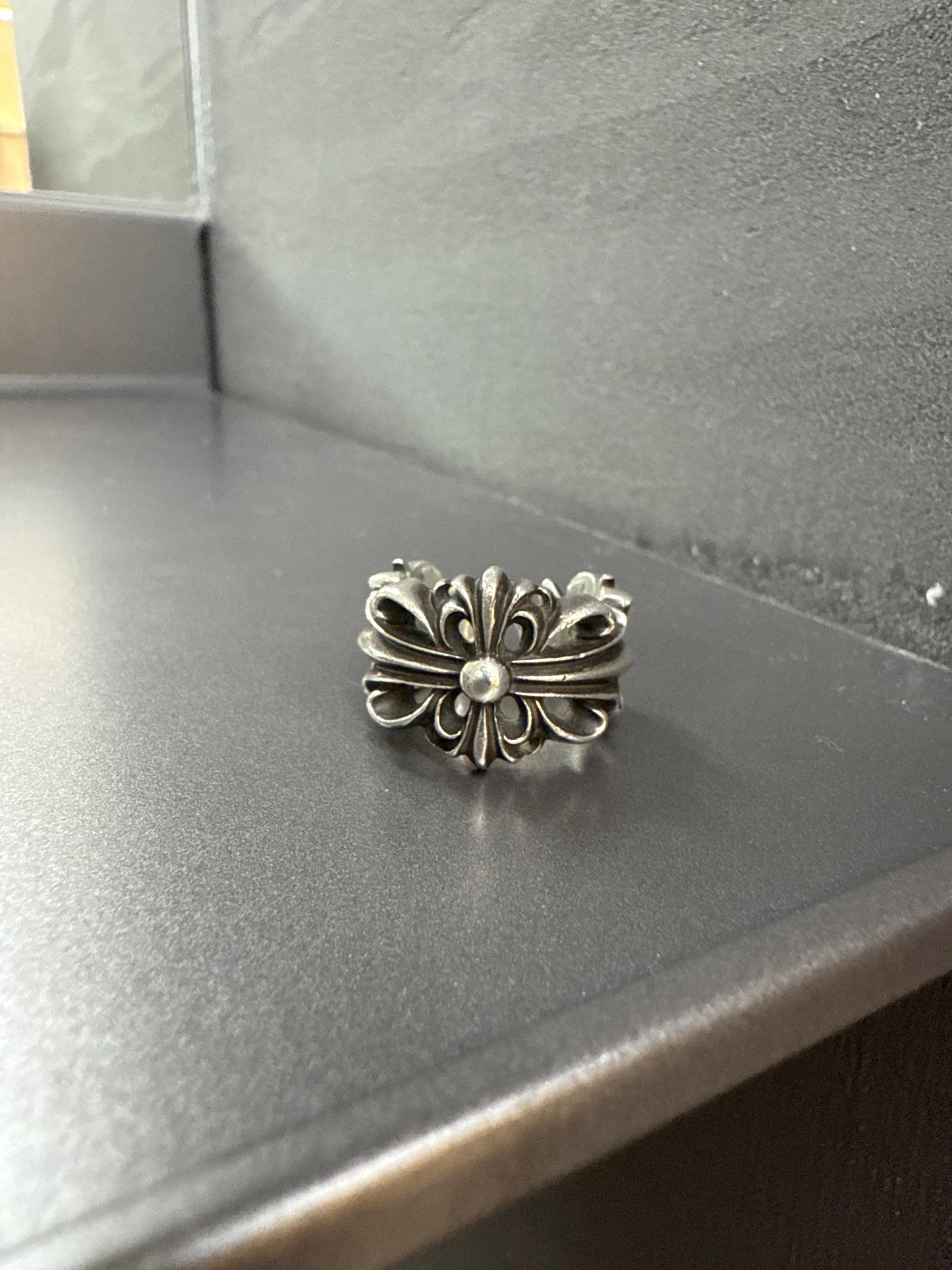 Chrome Hearts double floral cross ring
