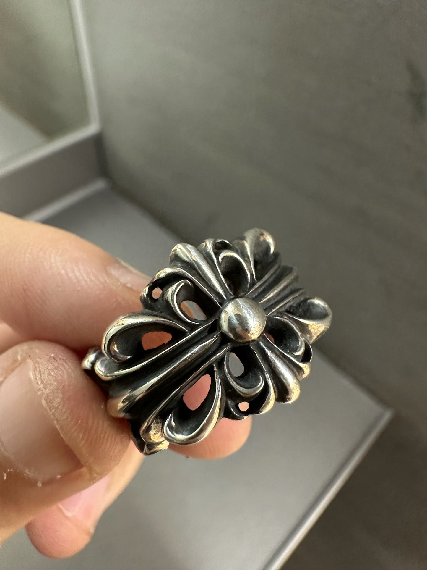 Chrome Hearts double floral cross ring