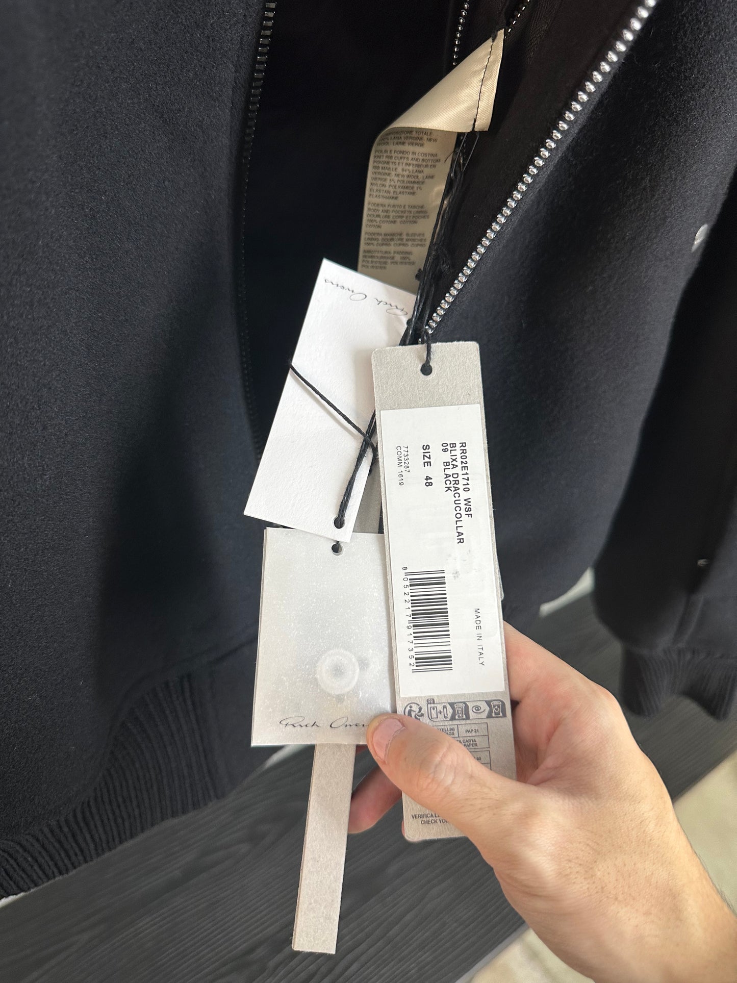 Rick Owens Blixa Dracucollar Melton Virgin Wool Jacket