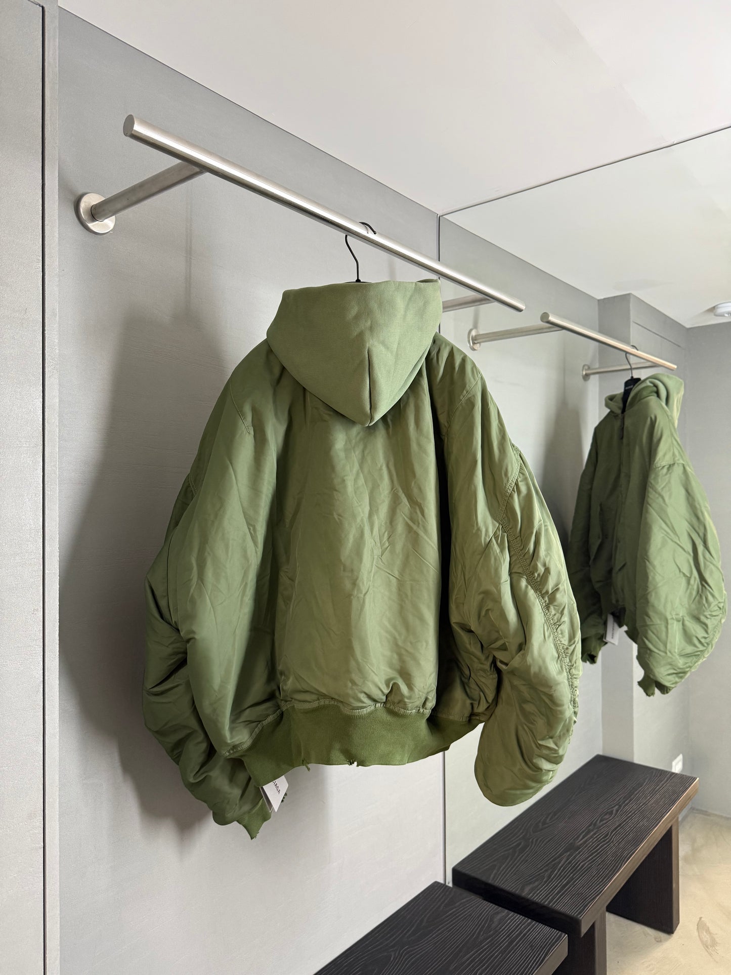 Balenciaga distressed hooded bomber