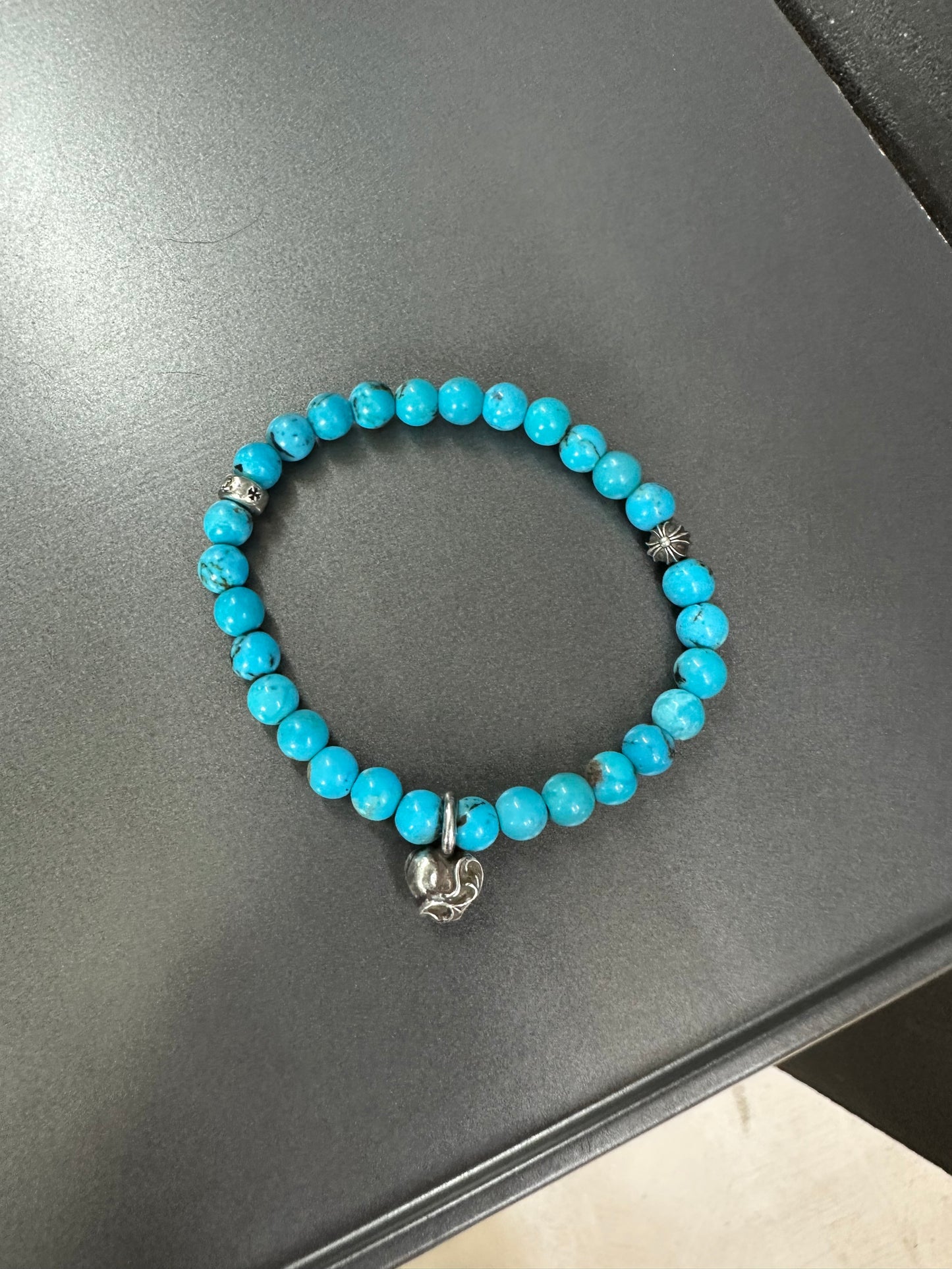 Chrome Hearts Turquoise Heart Ball Bracelet 6mm