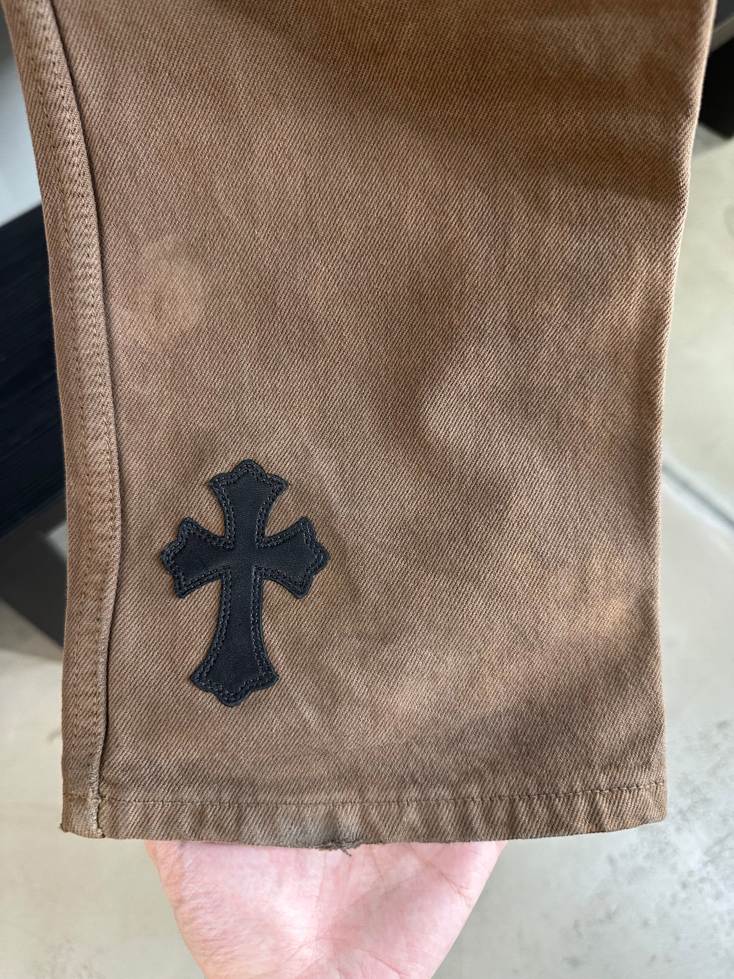 Chrome Hearts Leather Cross Patched Levis 501 Jeans (1 of 1)
