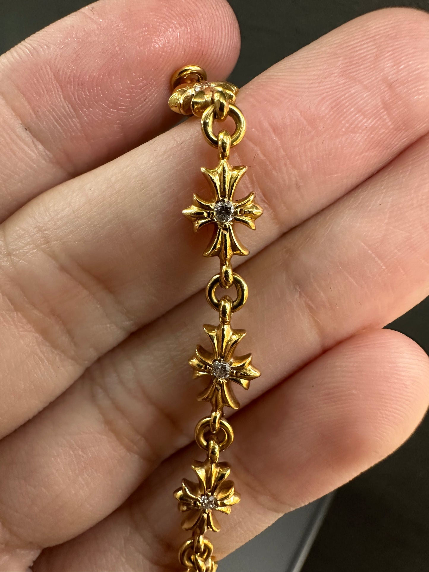 Chrome Hearts 22k Tiny e bracelet with diamonds 13 links