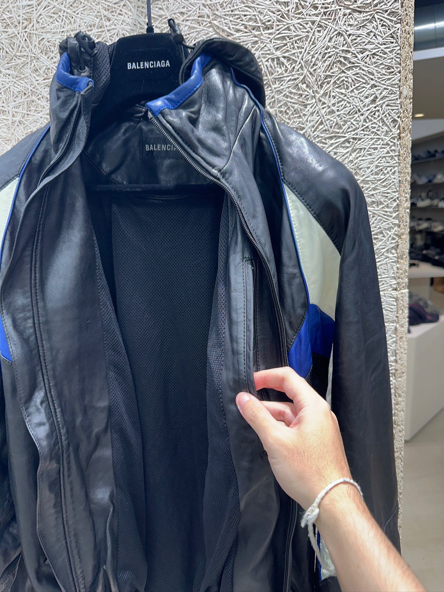 Balenciaga 3B Sports Icon Leather Track Jacket