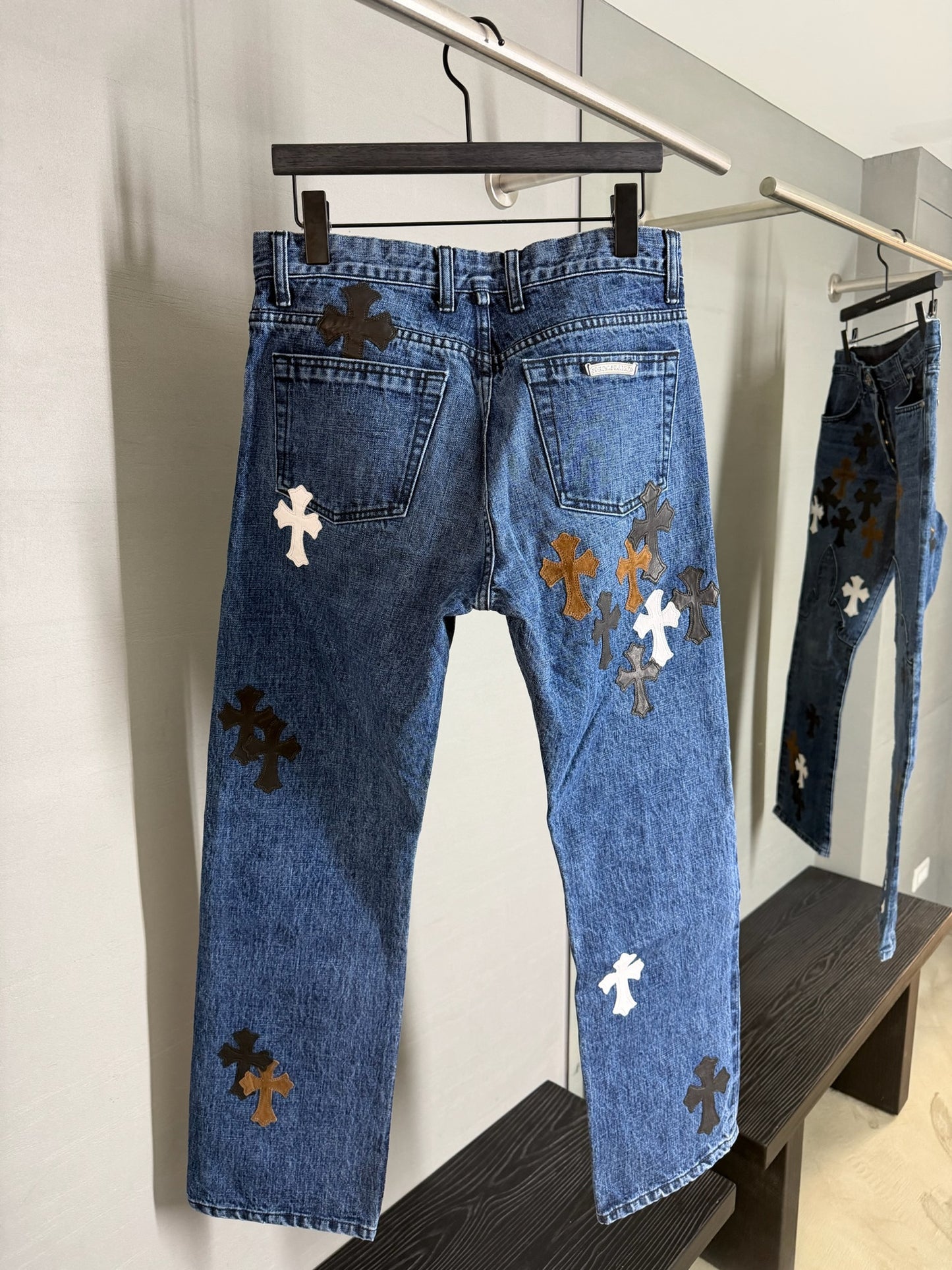 Chrome Hearts Cross Patch Fleur Knee Jeans