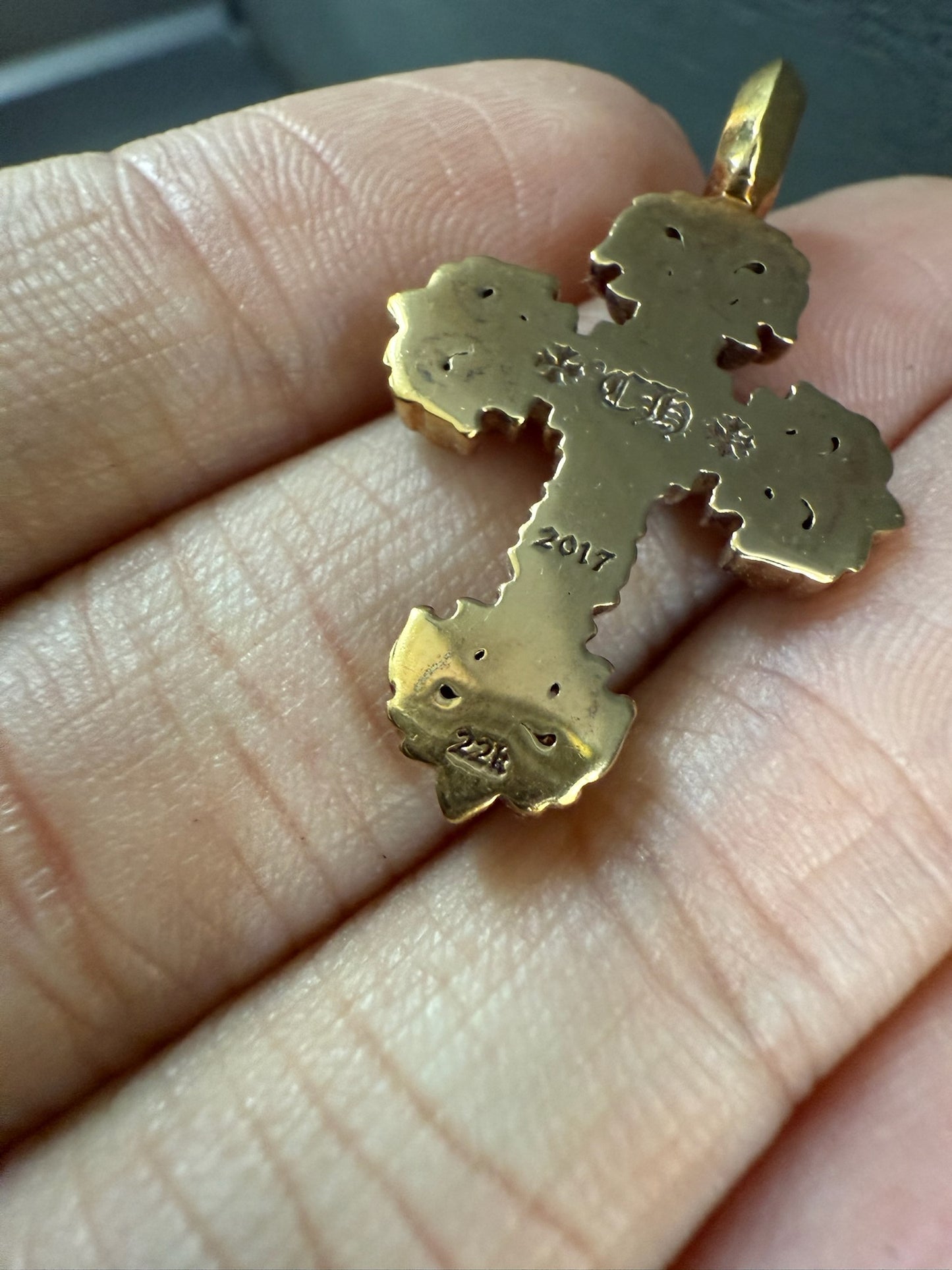 Chrome Hearts 22k Filigree Cross Pendant with Diamonds