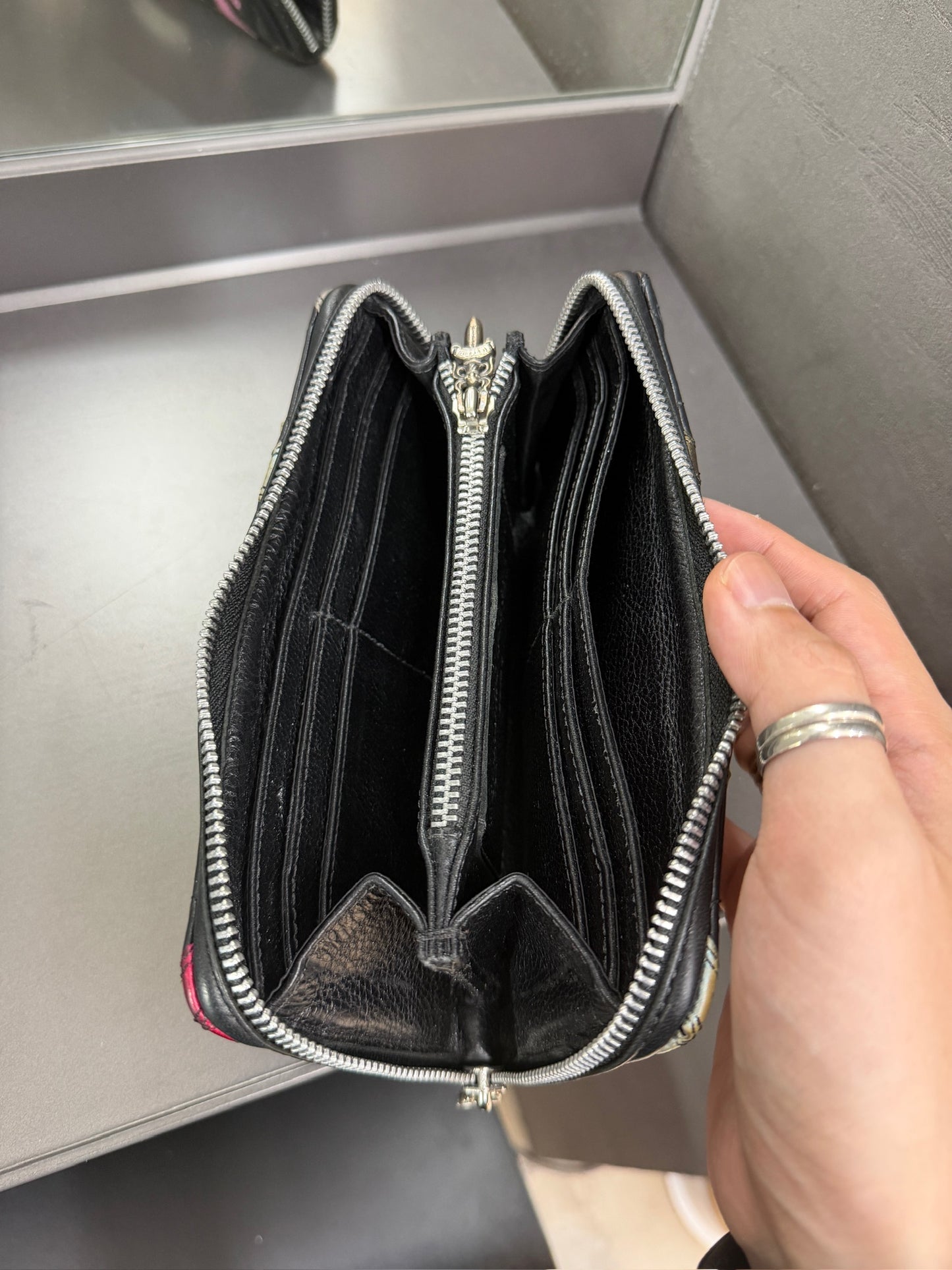 Chrome Hearts Multi-color Leather Cross Patch Zip Wallet