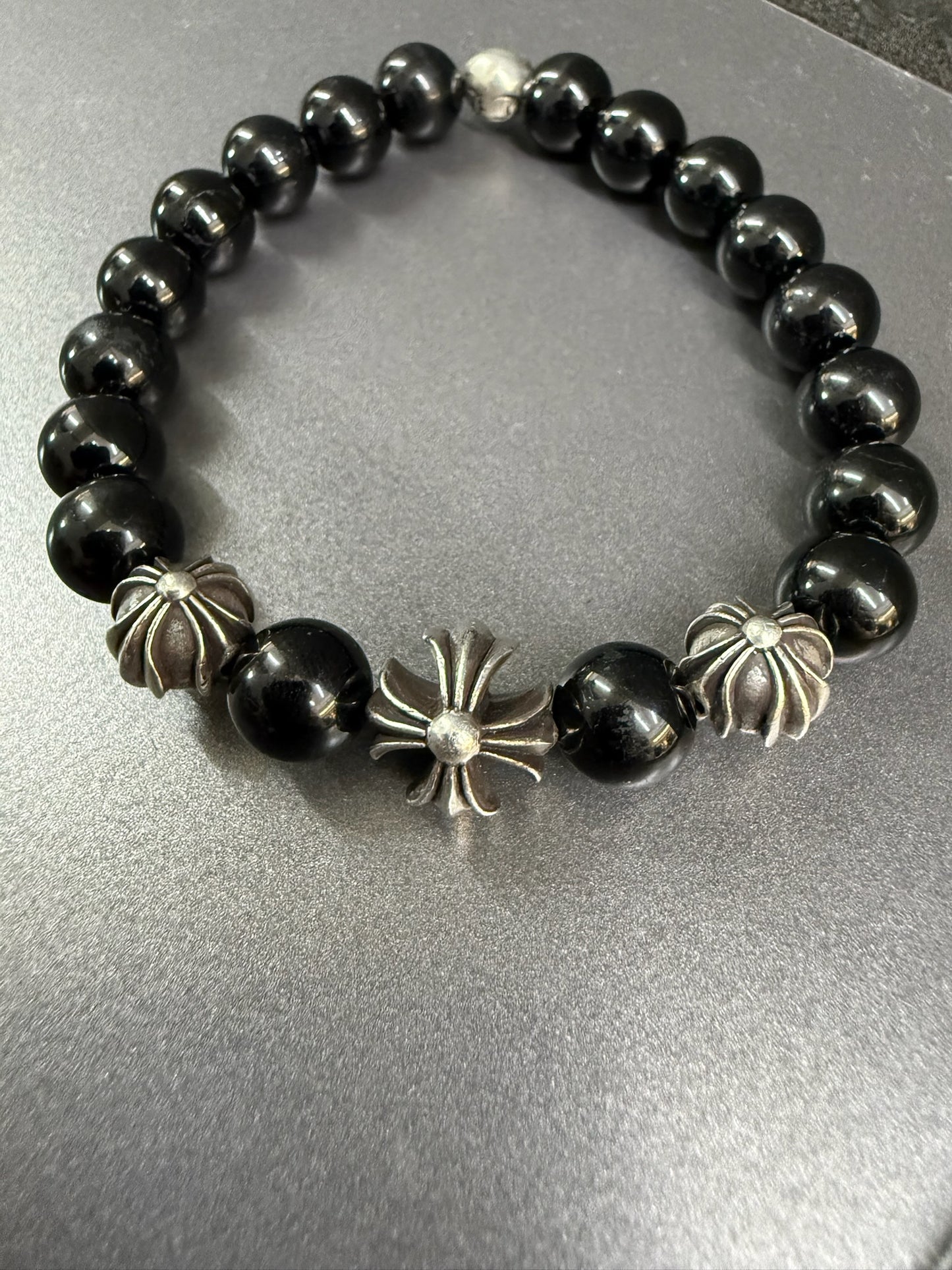Chrome Hearts Black Stone Bead Bracelet