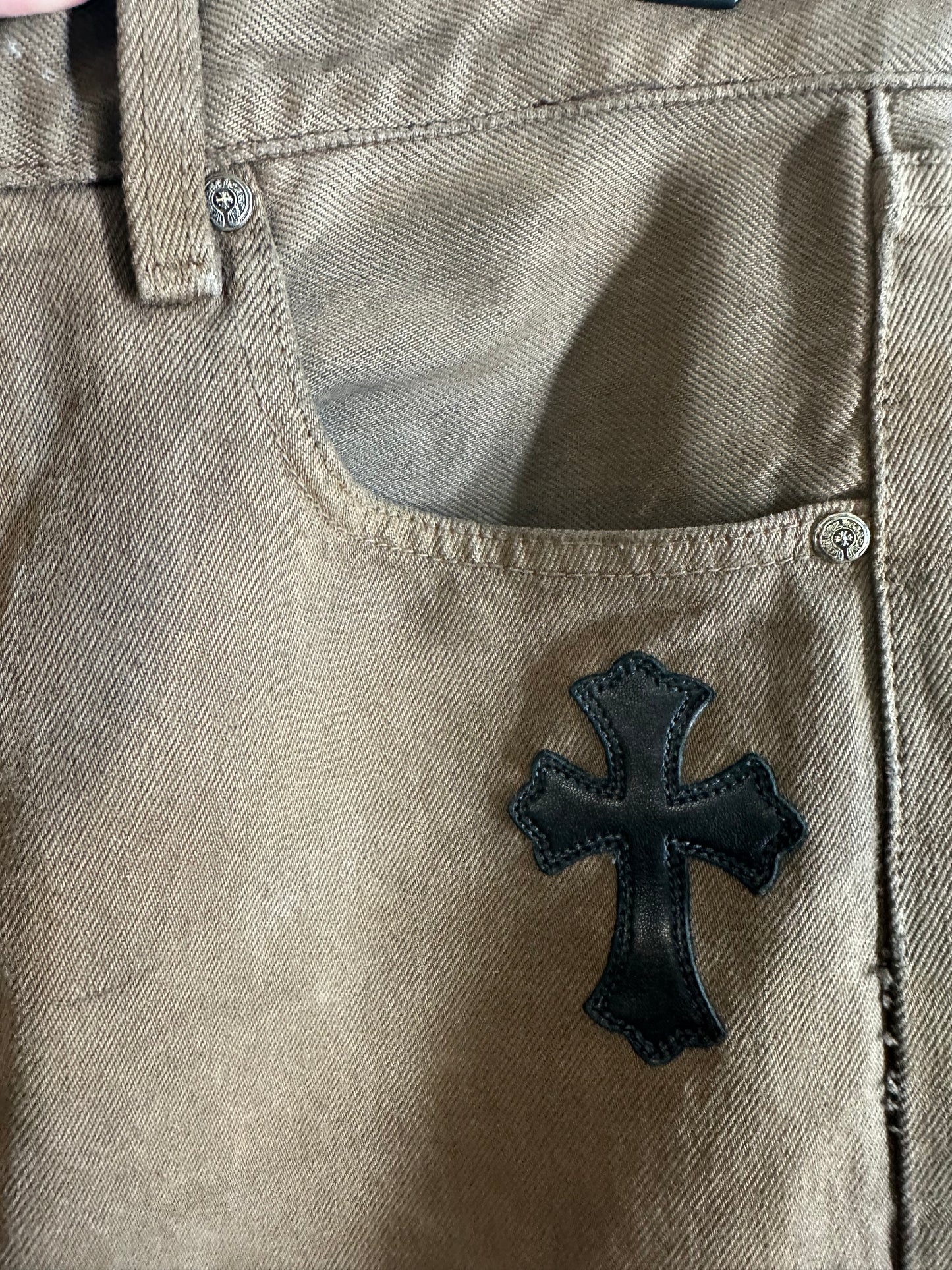 Chrome Hearts Leather Cross Patched Levis 501 Jeans (1 of 1)