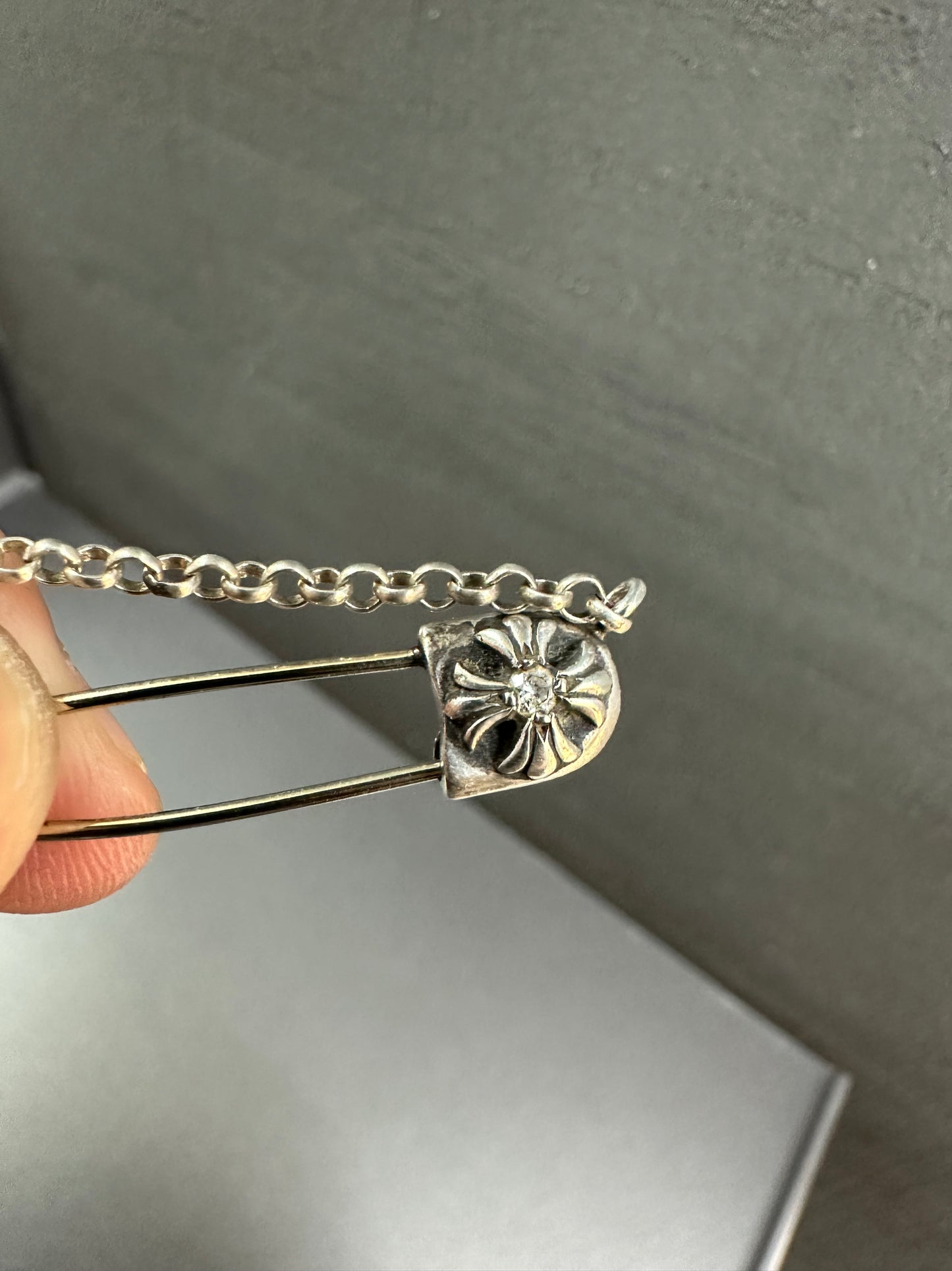 Chrome Hearts Safety Pin Necklace with Diamond