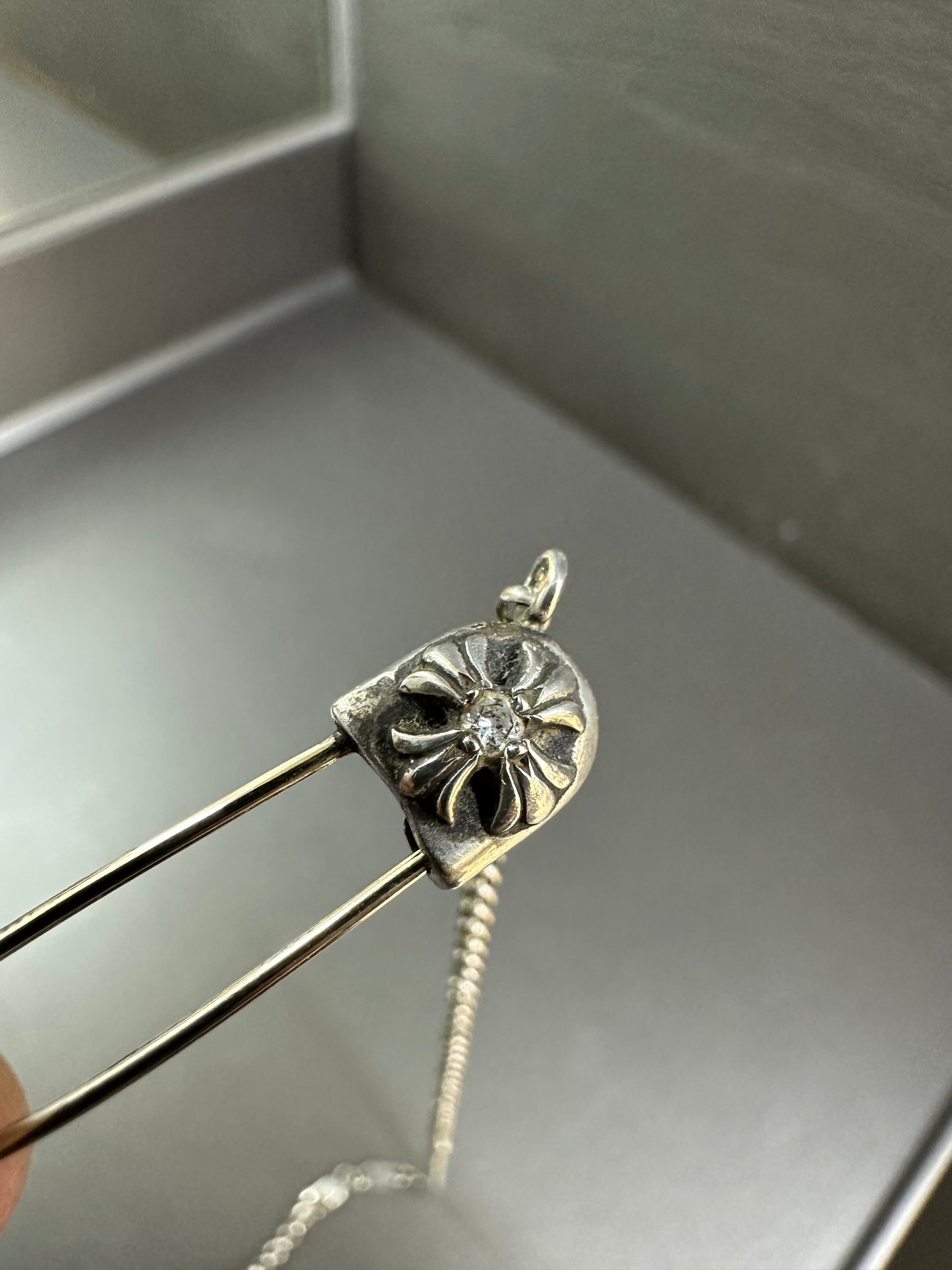 Chrome Hearts Safety Pin Necklace with Diamond