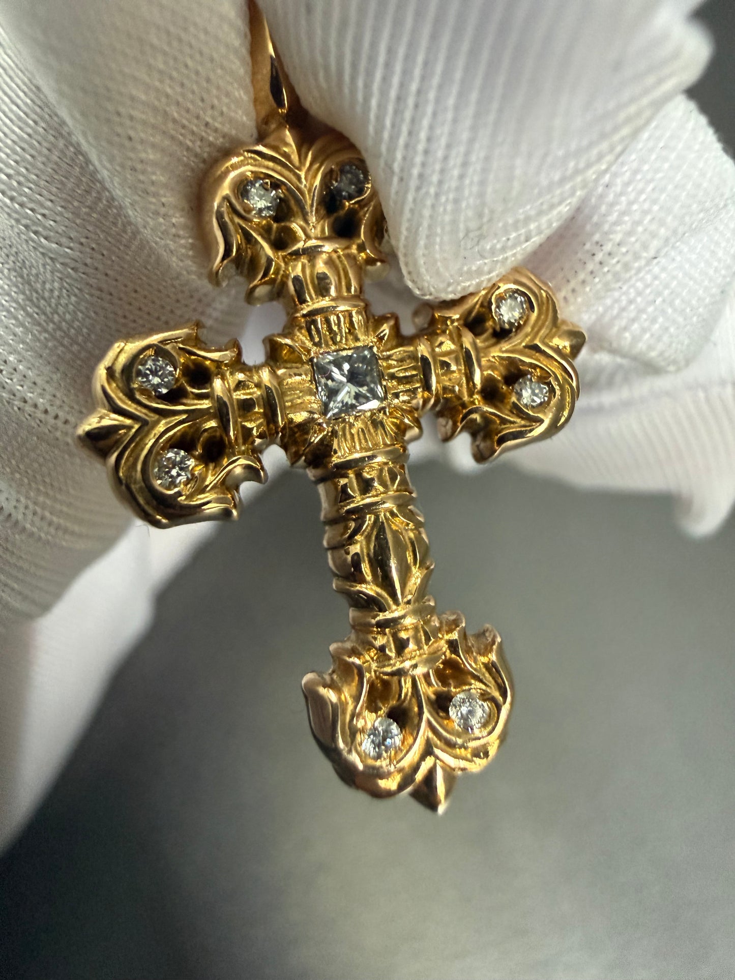 Chrome Hearts 22k Filigree Cross Pendant with Diamonds