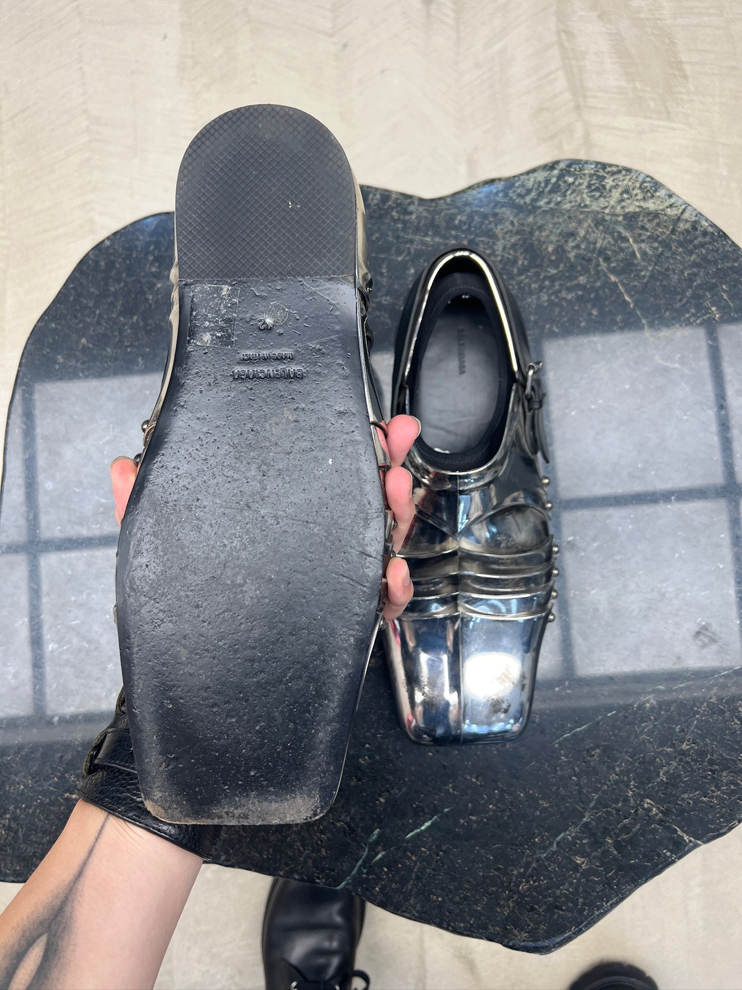 Balenciaga Chevalier Silver Derbies
