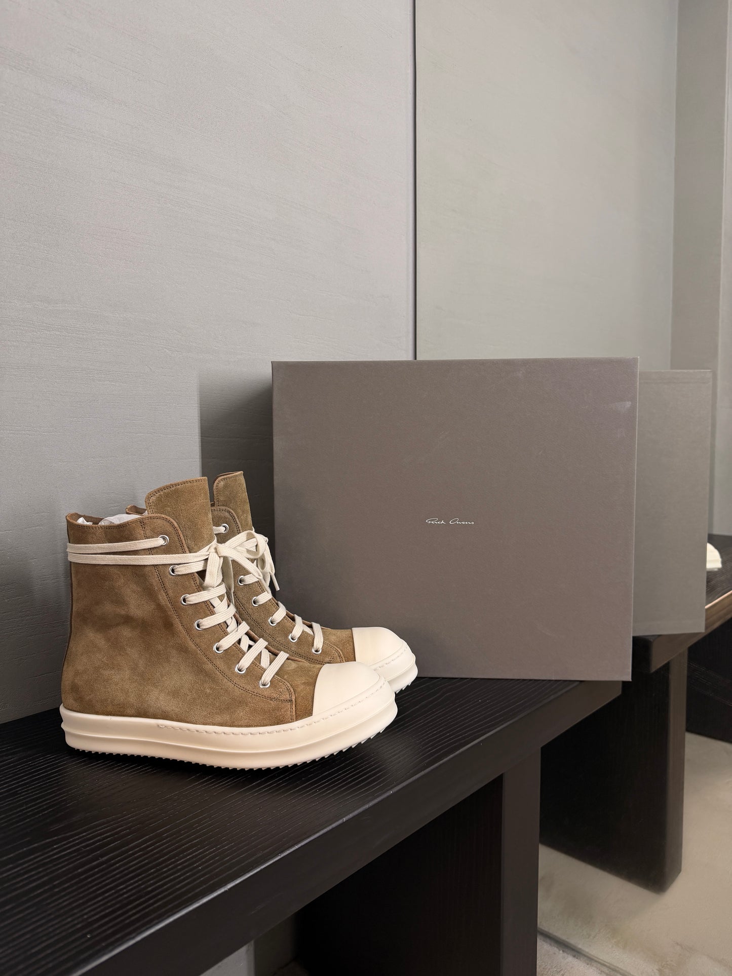 Rick Owens Sumi Suede Ramones Temple Sneakers