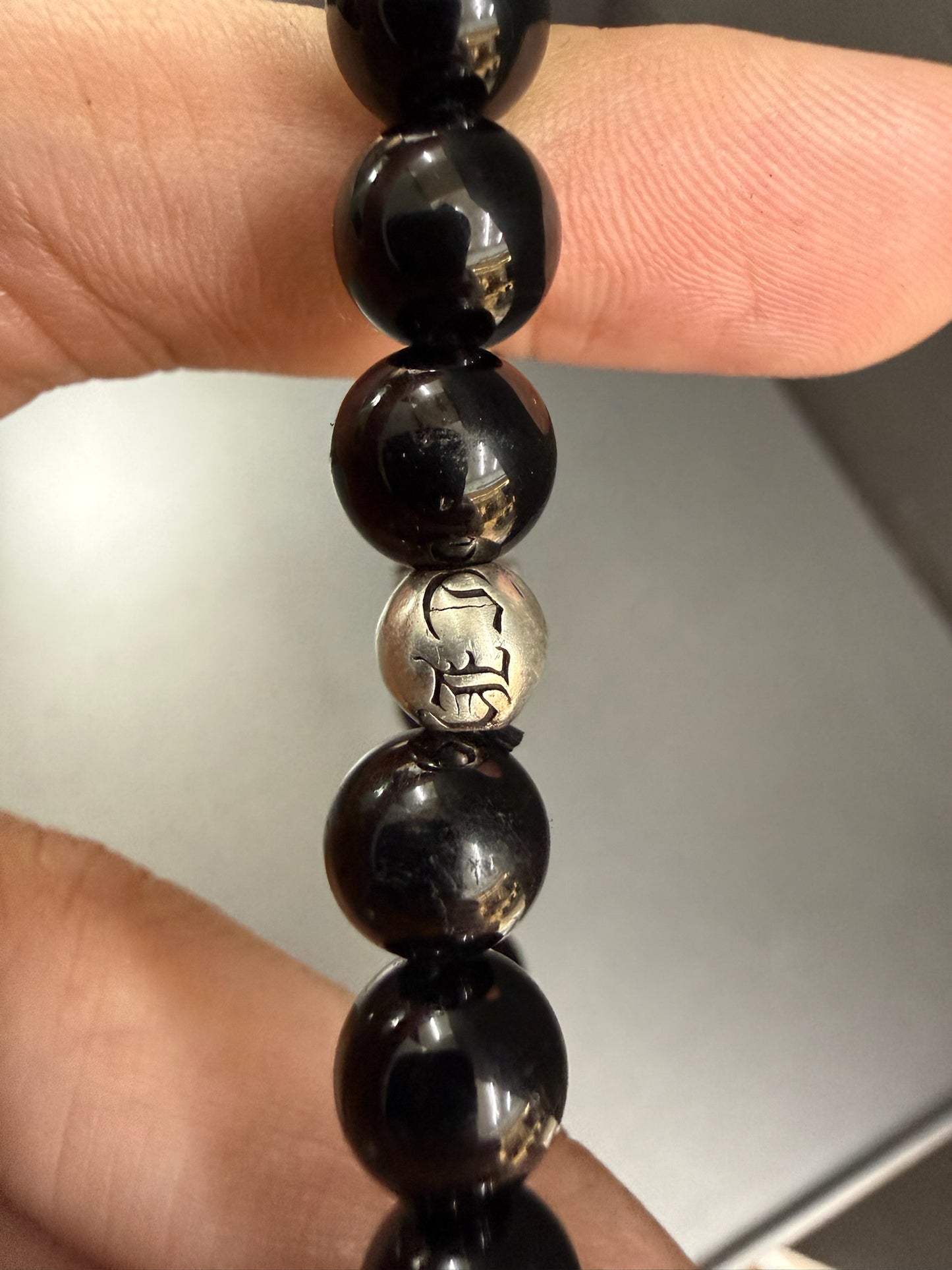 Chrome Hearts Black Stone Bead Bracelet