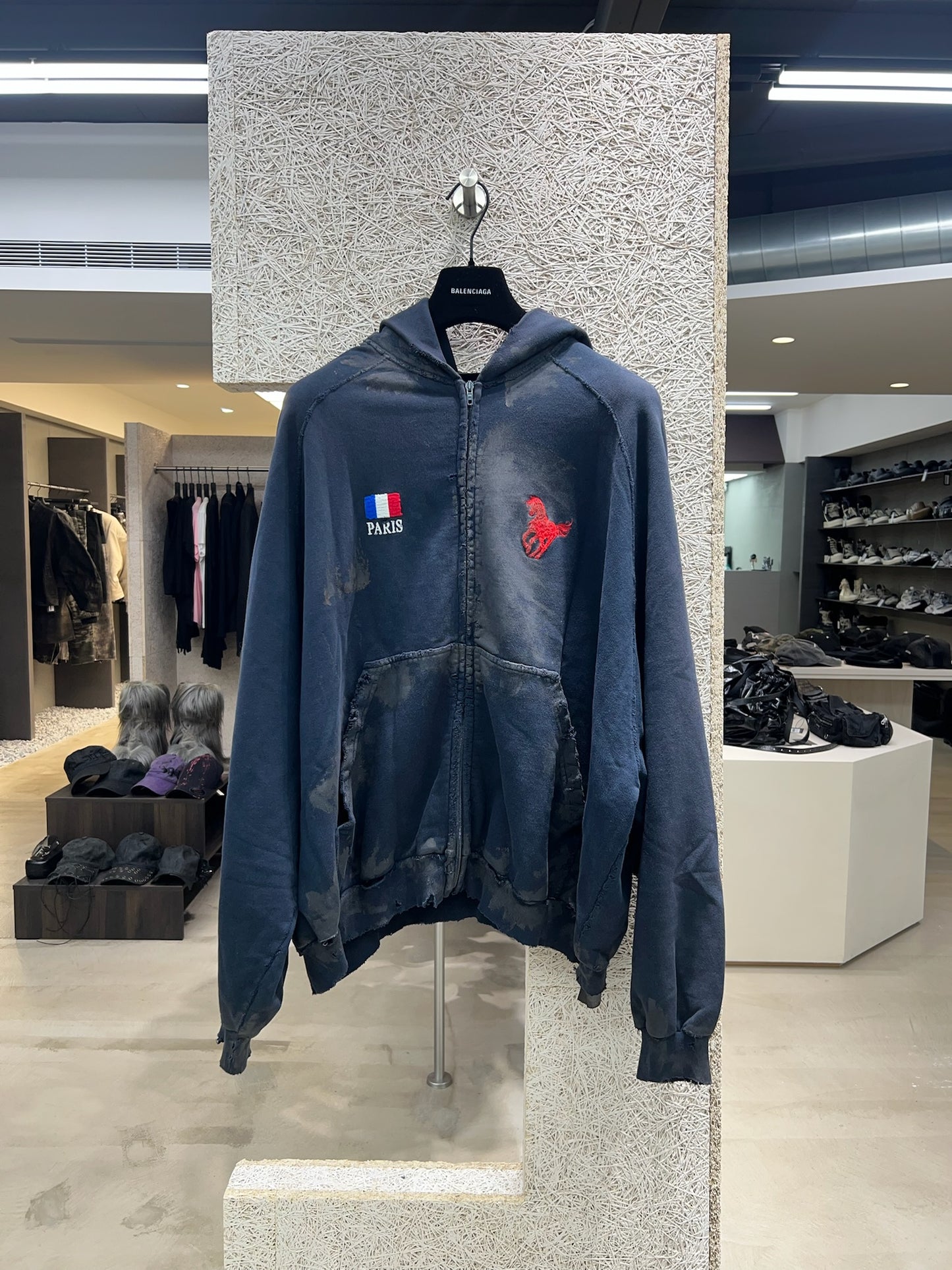 Balenciaga Mud-Dyed Horse Zip-up Hoodie