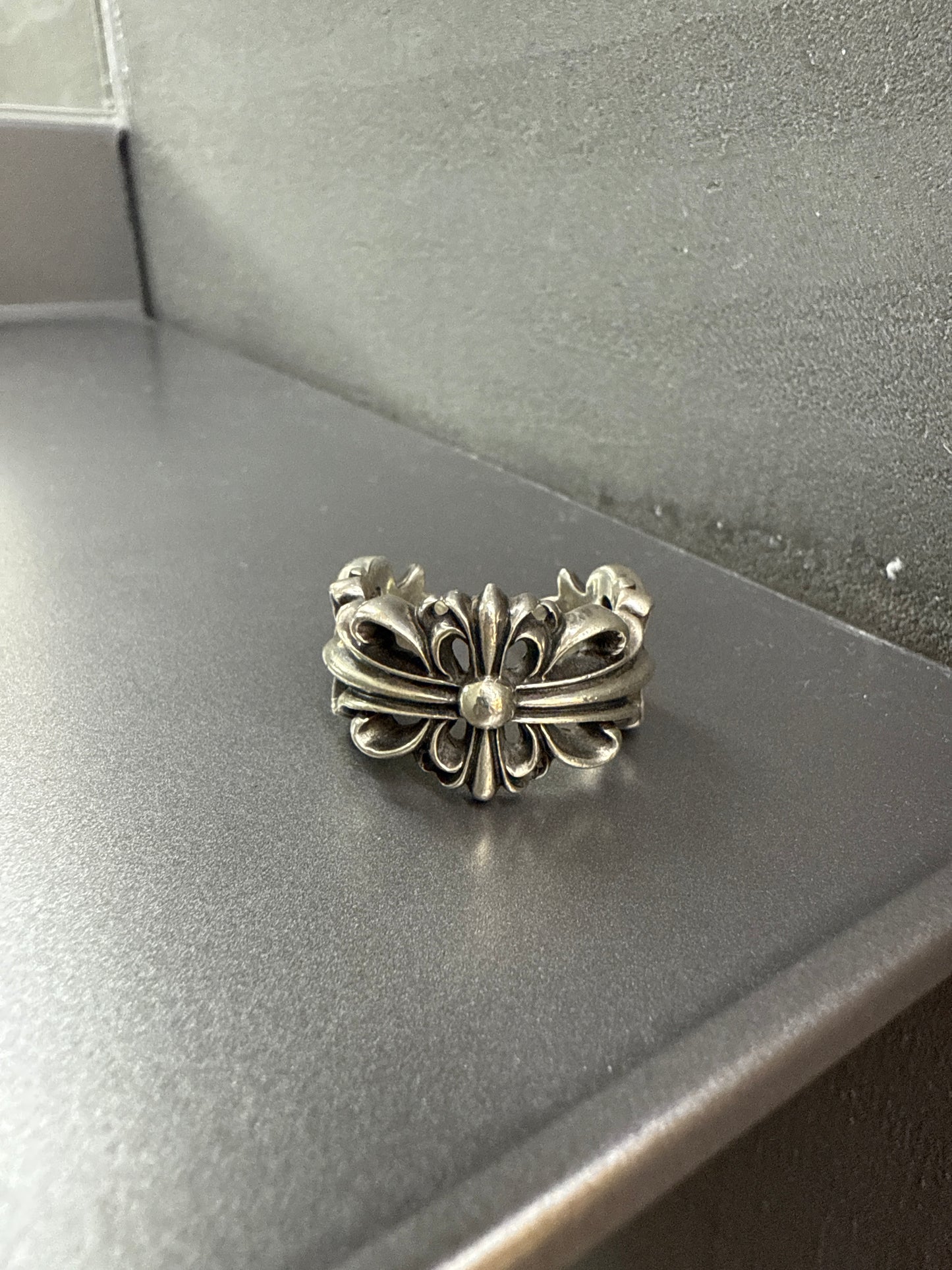Chrome Hearts double floral cross ring