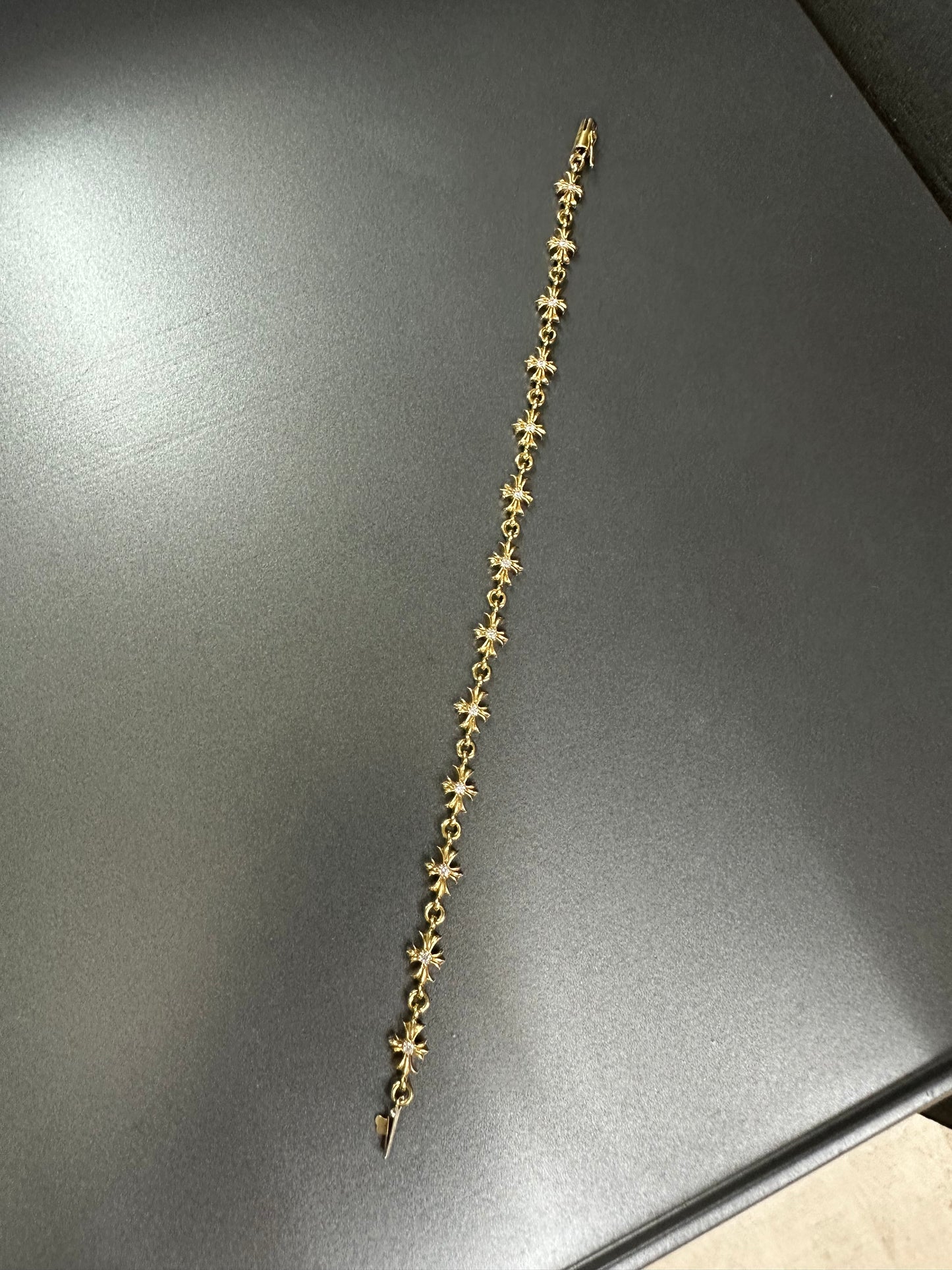 Chrome Hearts 22k Tiny e bracelet with diamonds 13 links