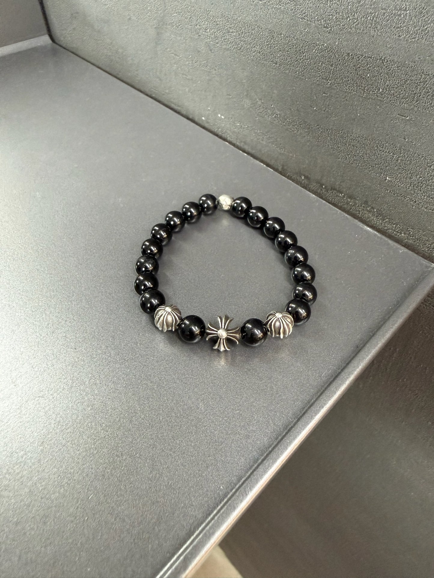 Chrome Hearts Black Stone Bead Bracelet