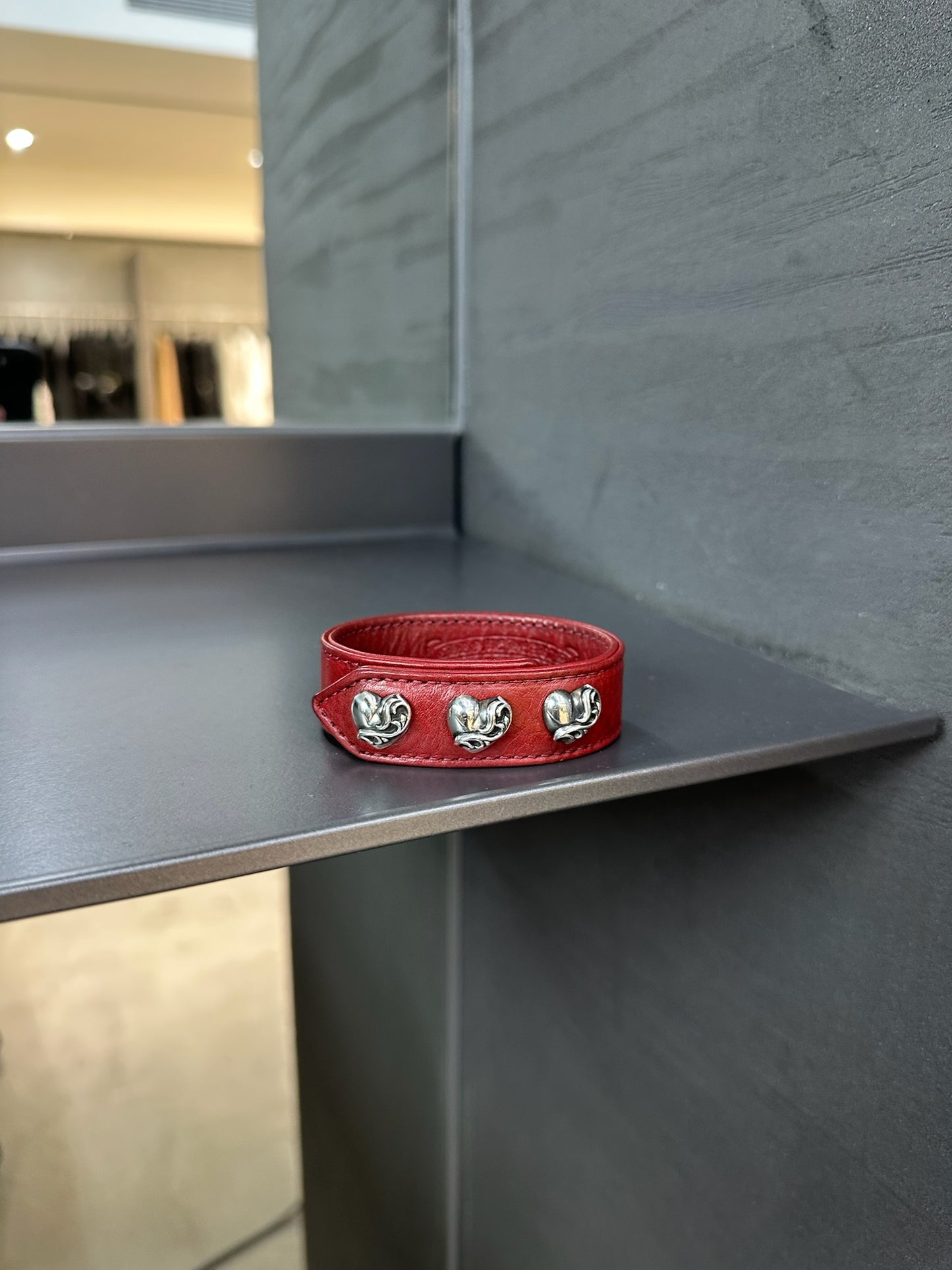 Chrome Hearts Red Leather Bracelet