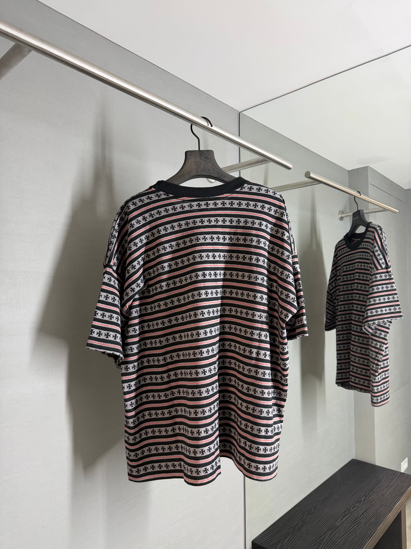 Chrome Hearts Matty Boy Y Not Stripe Cross T-Shirt
