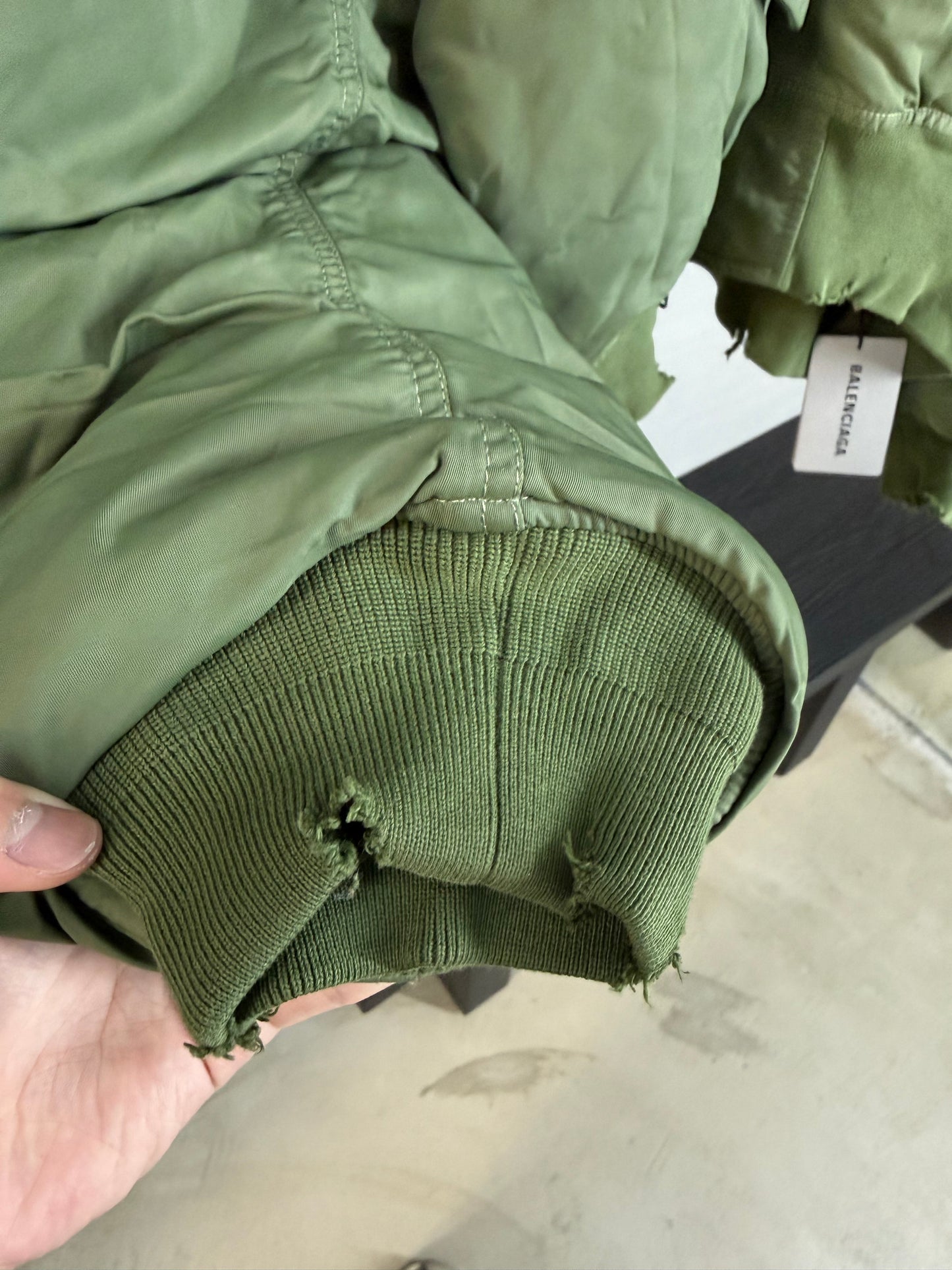 Balenciaga distressed hooded bomber
