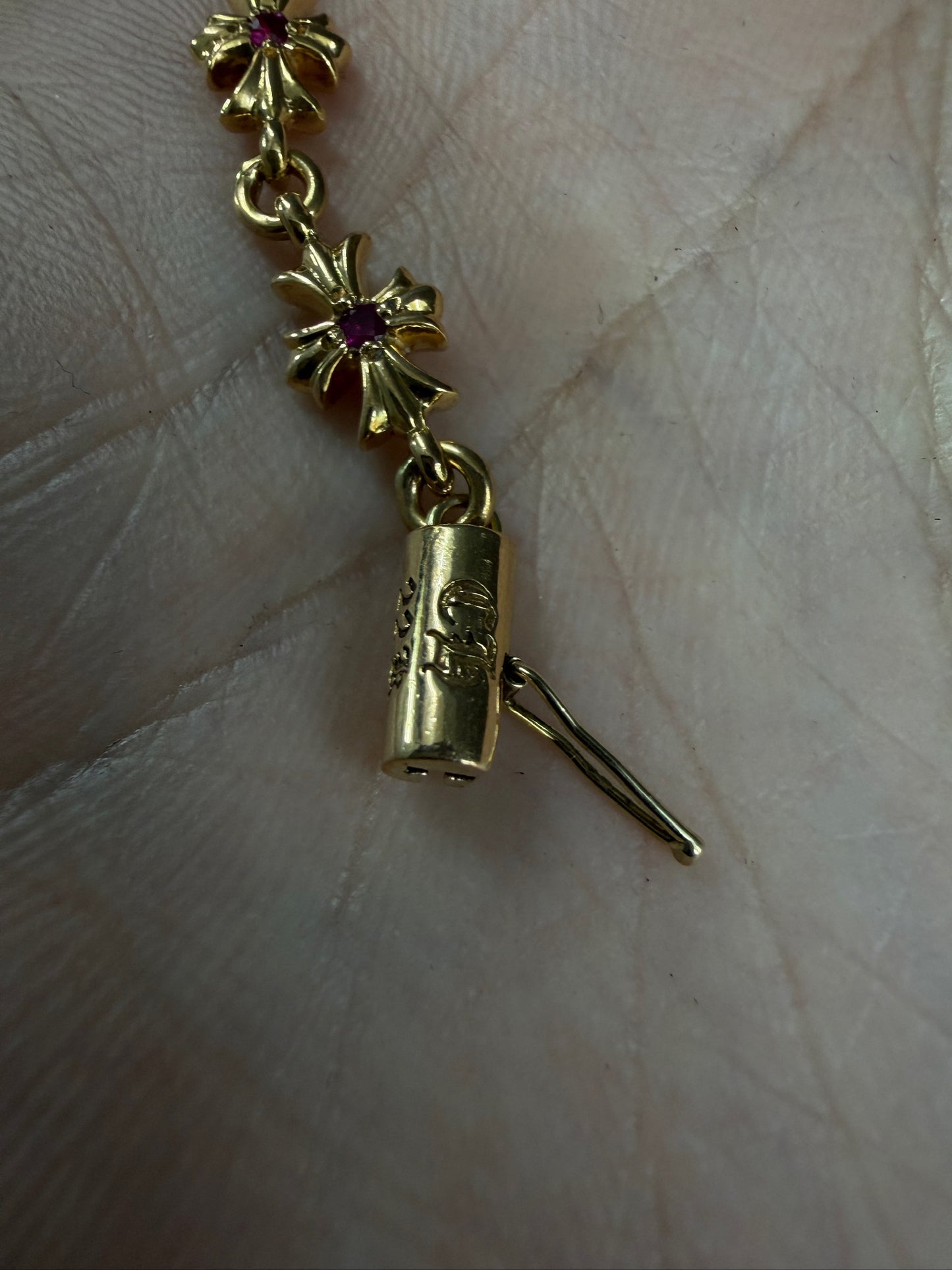 Chrome Hearts 22K Ruby Tiny E Bracelet 12 Links