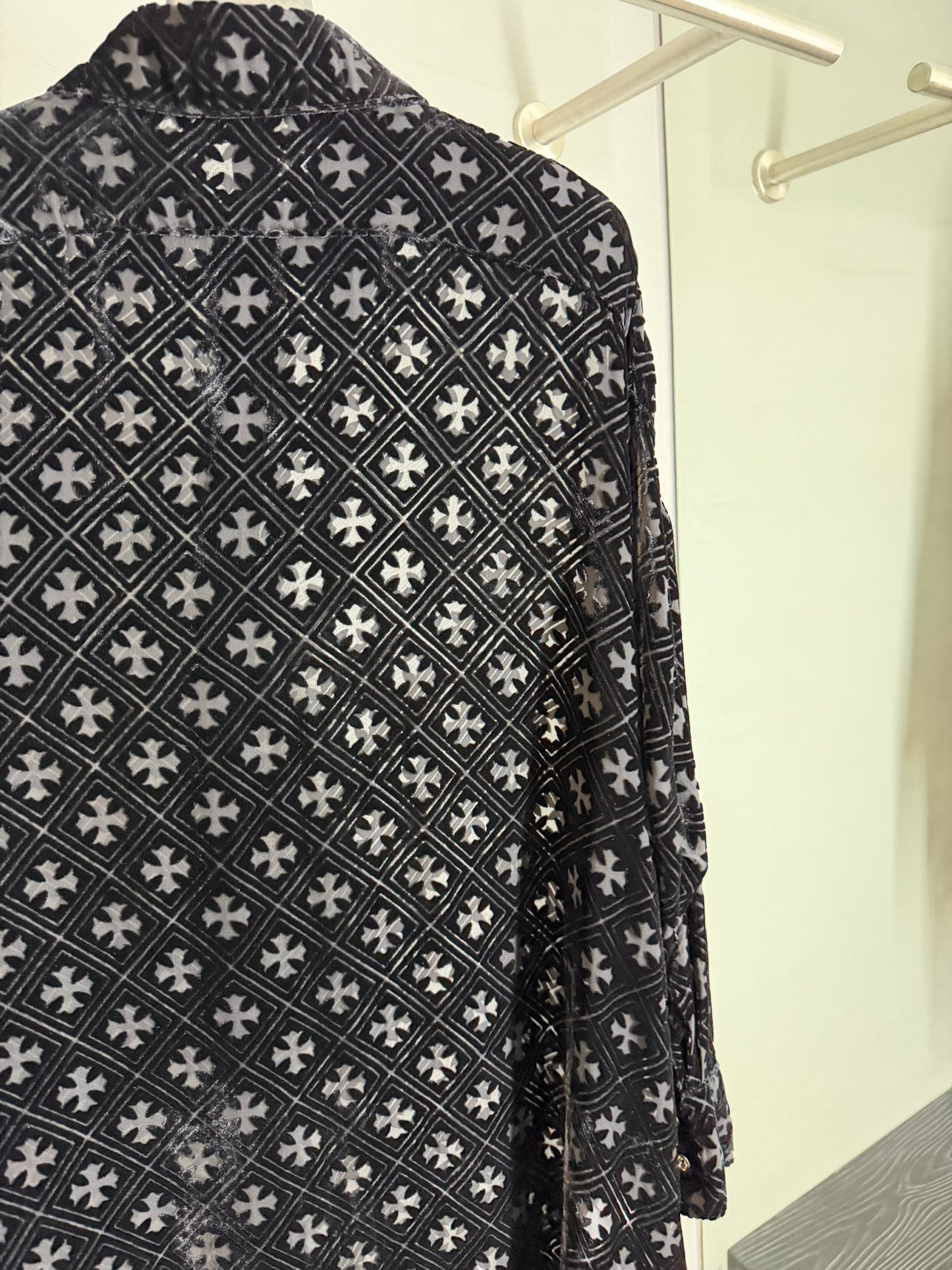 Chrome Hearts Mahal Kita Monogram Cross Velvet Shirt