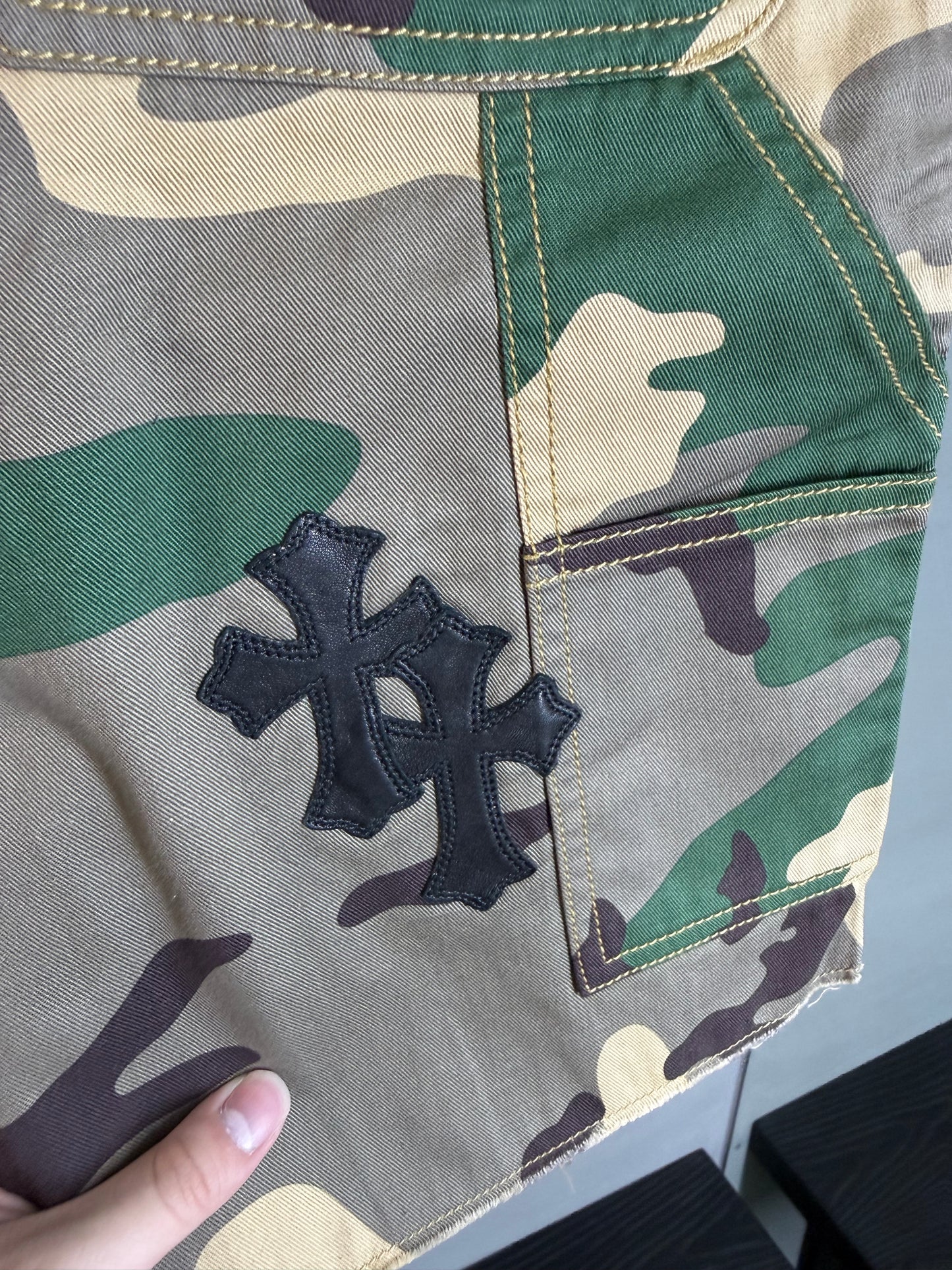 Chrome Hearts leather patched shorts