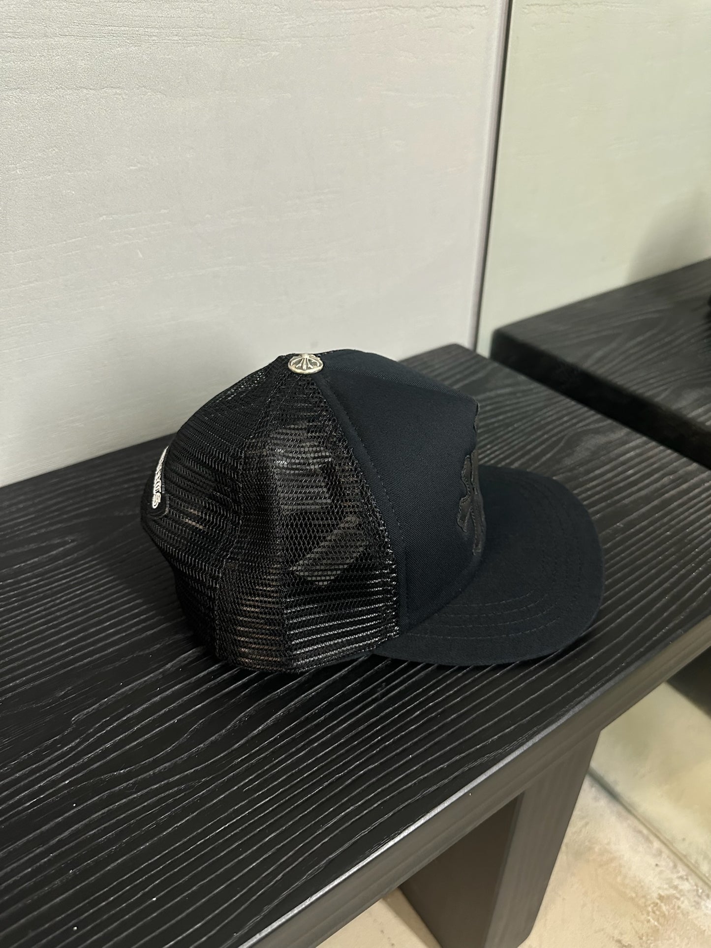 Chrome Hearts Black Cemetery Cross Trucker Hat