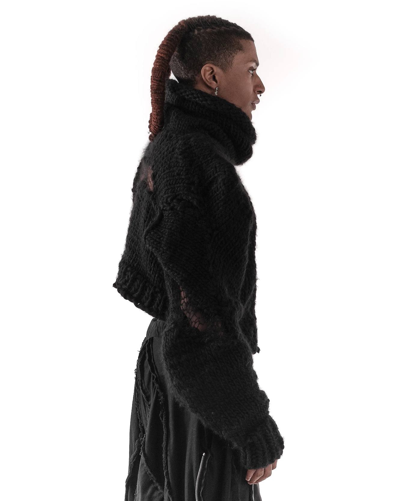 JAS Cropped Black Plexus Knit Sweater