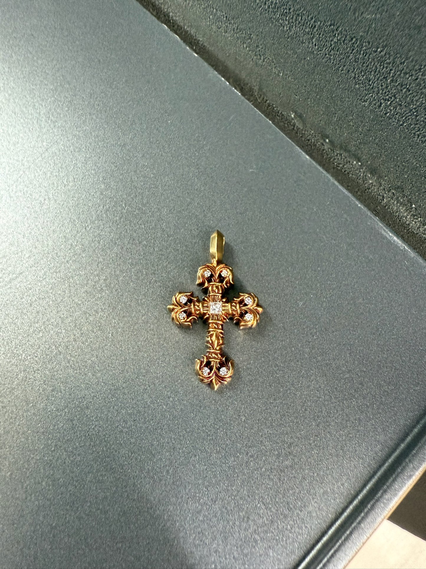 Chrome Hearts 22k Filigree Cross Pendant with Diamonds