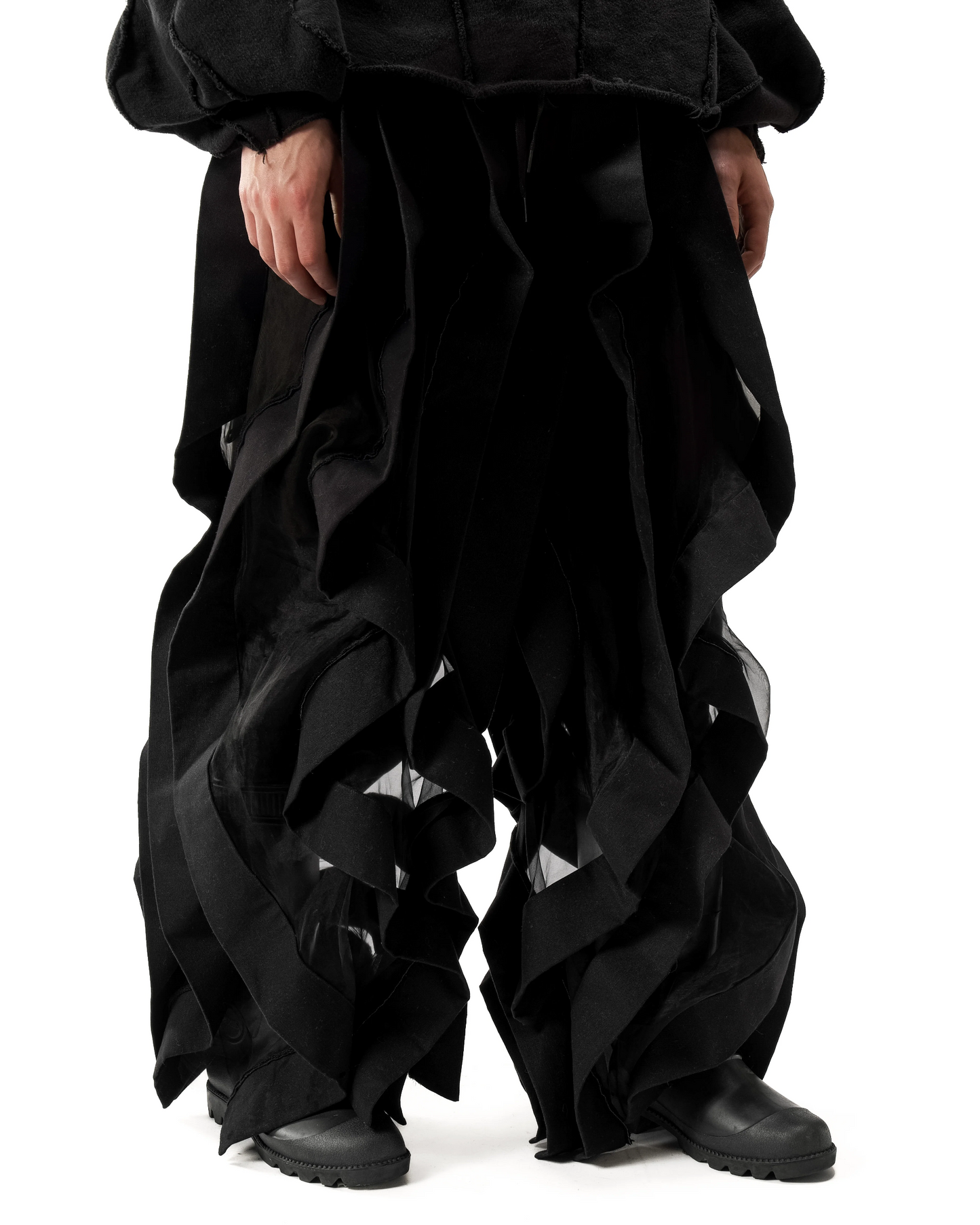 JAS black Reversible Sheer Post Human Pants