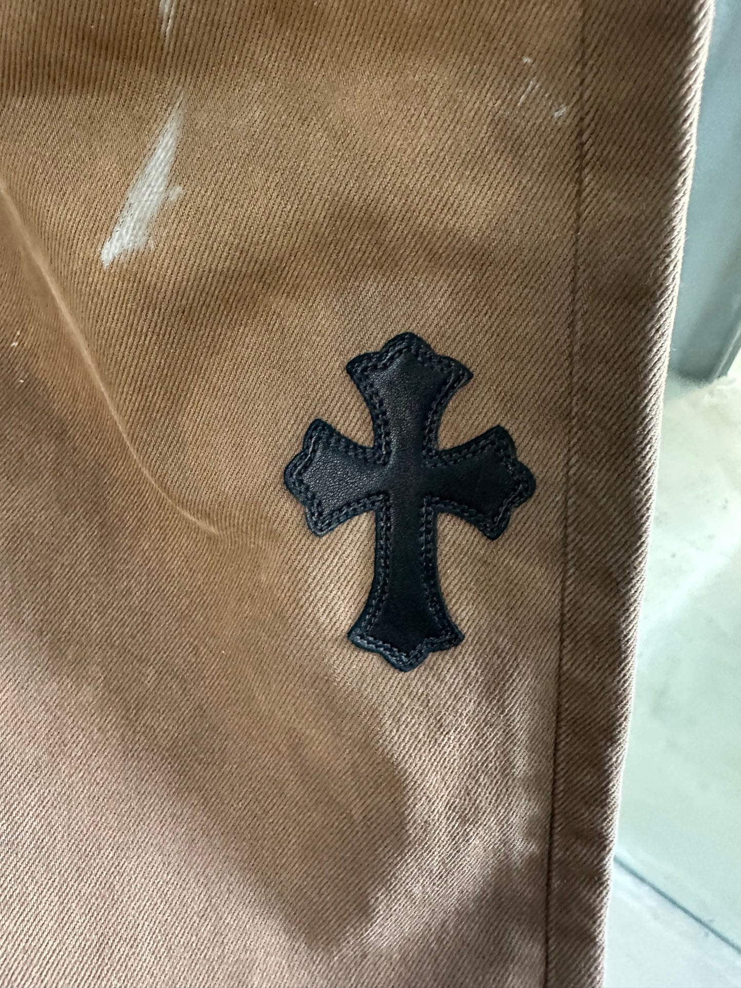 Chrome Hearts Leather Cross Patched Levis 501 Jeans (1 of 1)