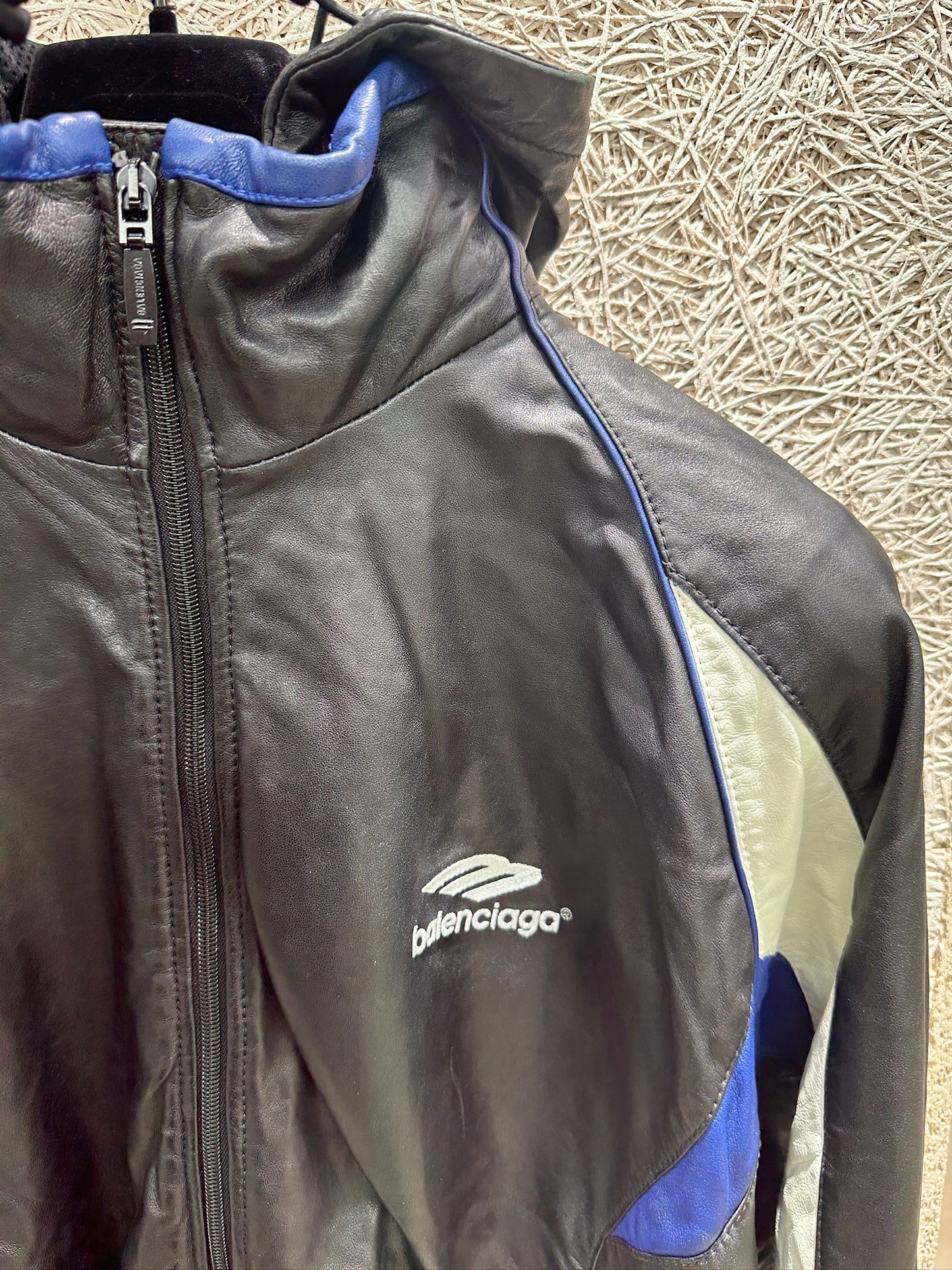 Balenciaga 3B Sports Icon Leather Track Jacket