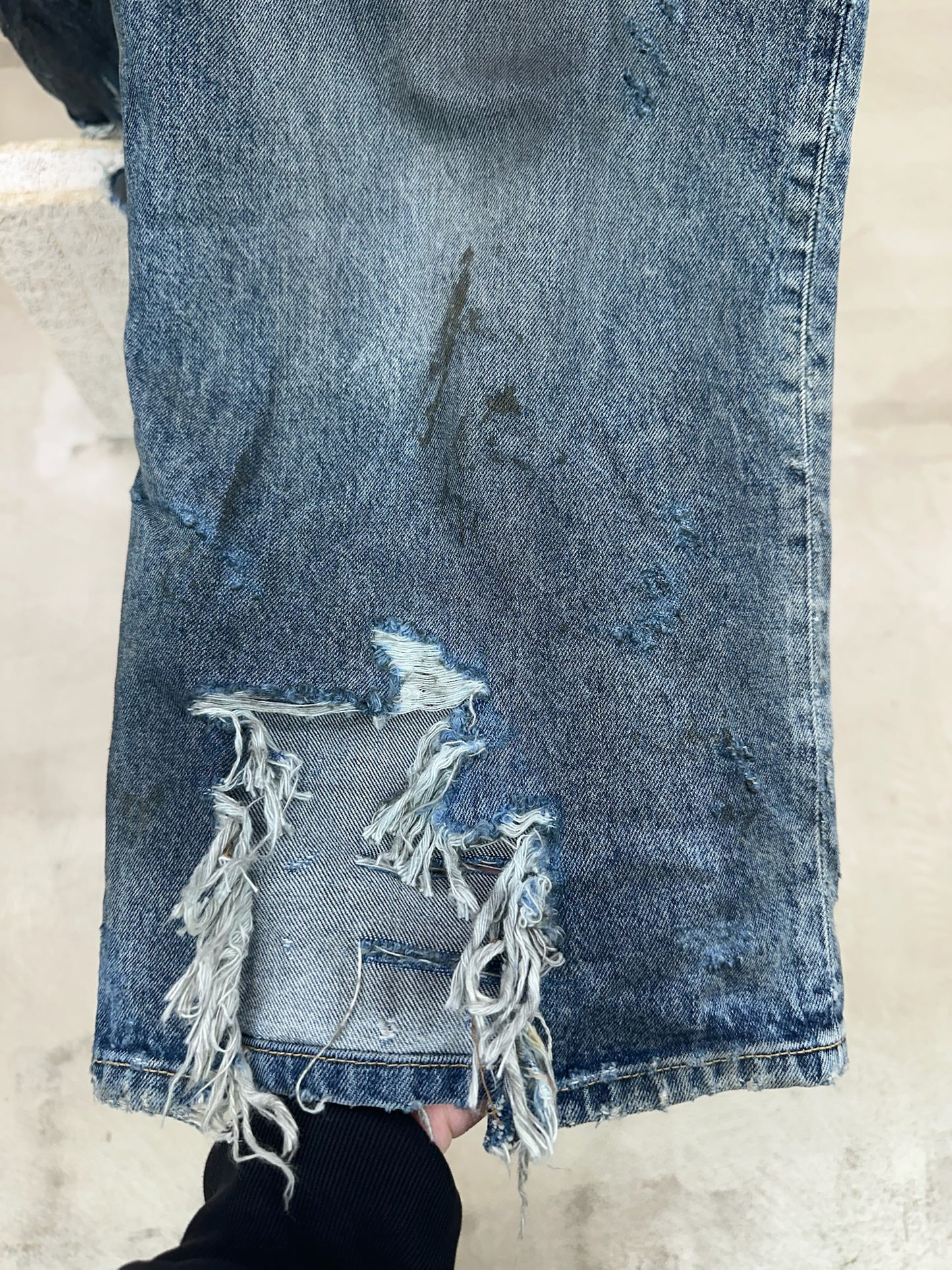 Balenciaga Distressed Wide Leg Jeans