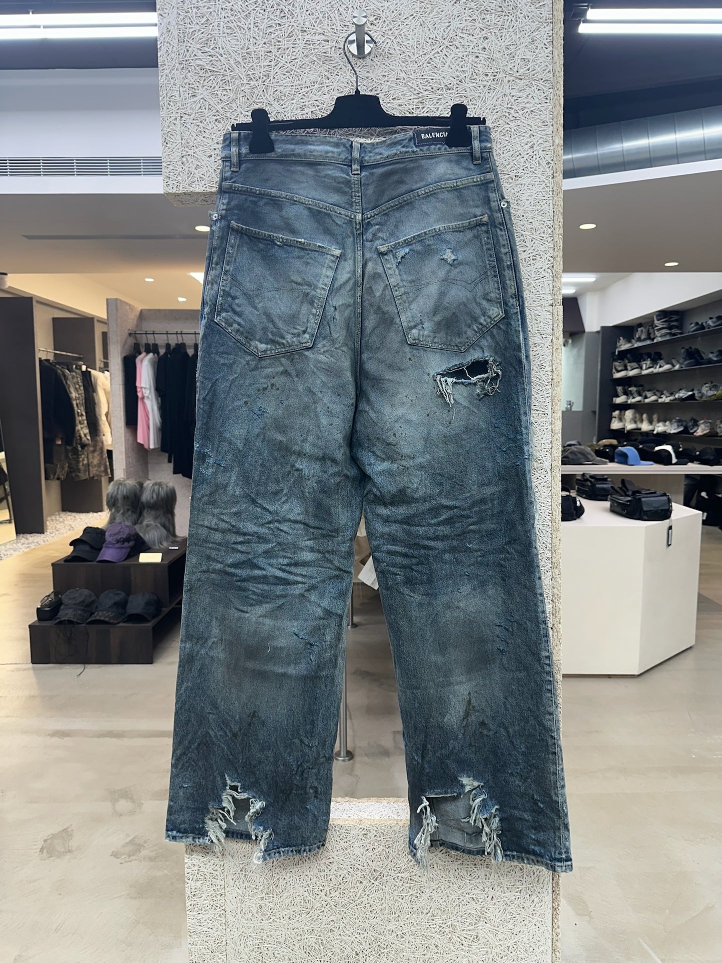 Balenciaga Distressed Wide Leg Jeans