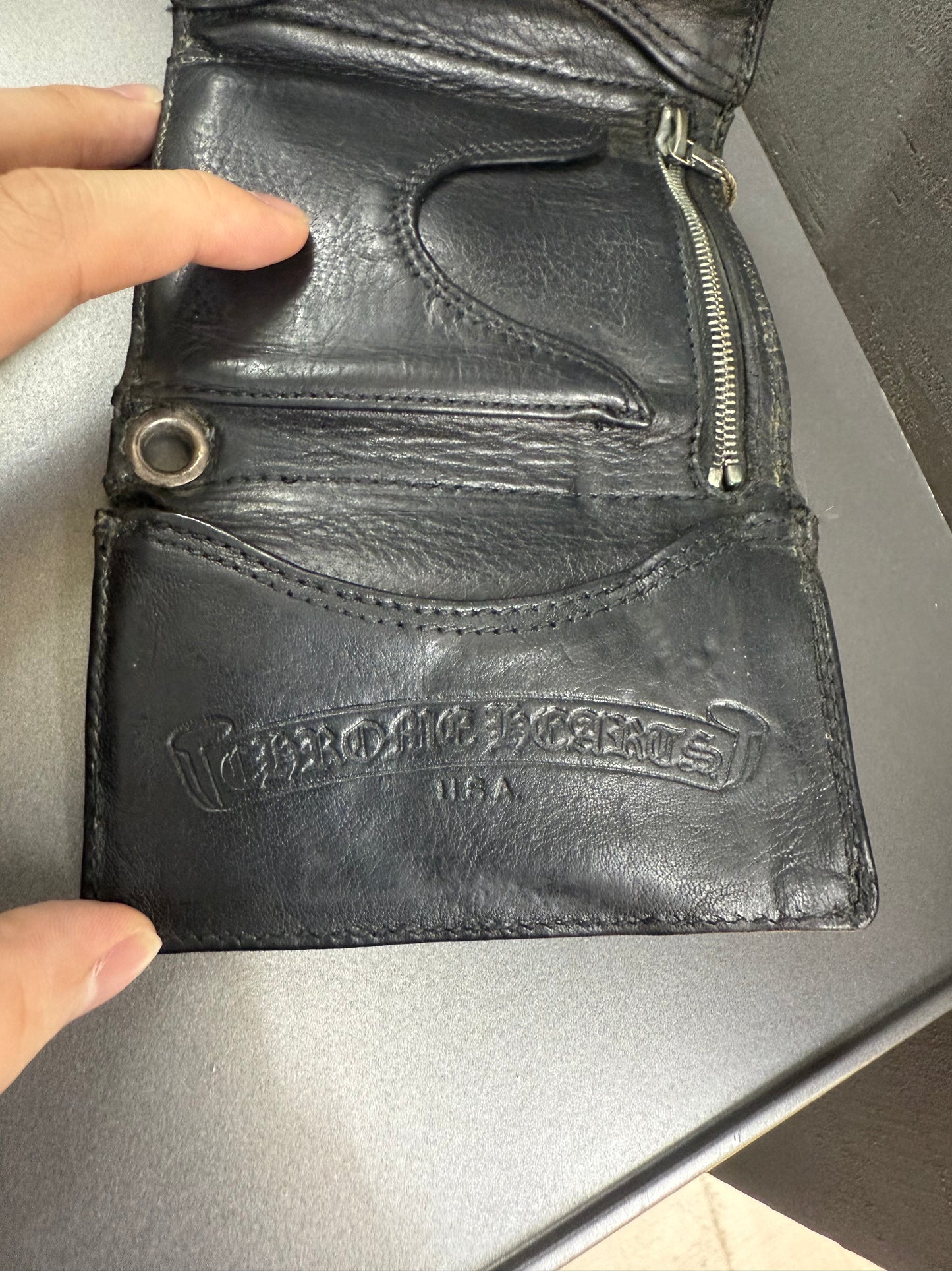Chrome Hearts 3 fold leather wallet