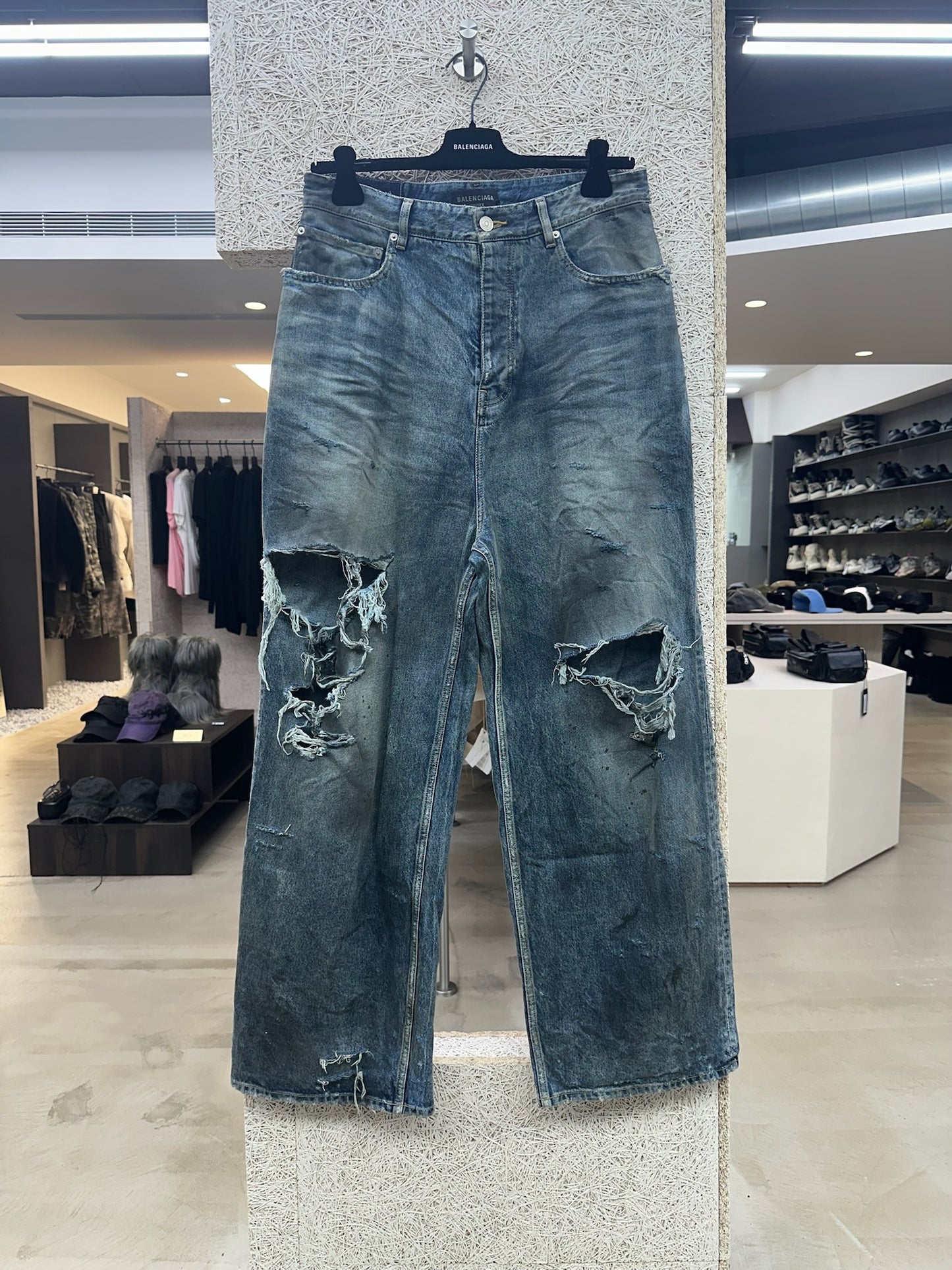 Balenciaga Distressed Wide Leg Jeans