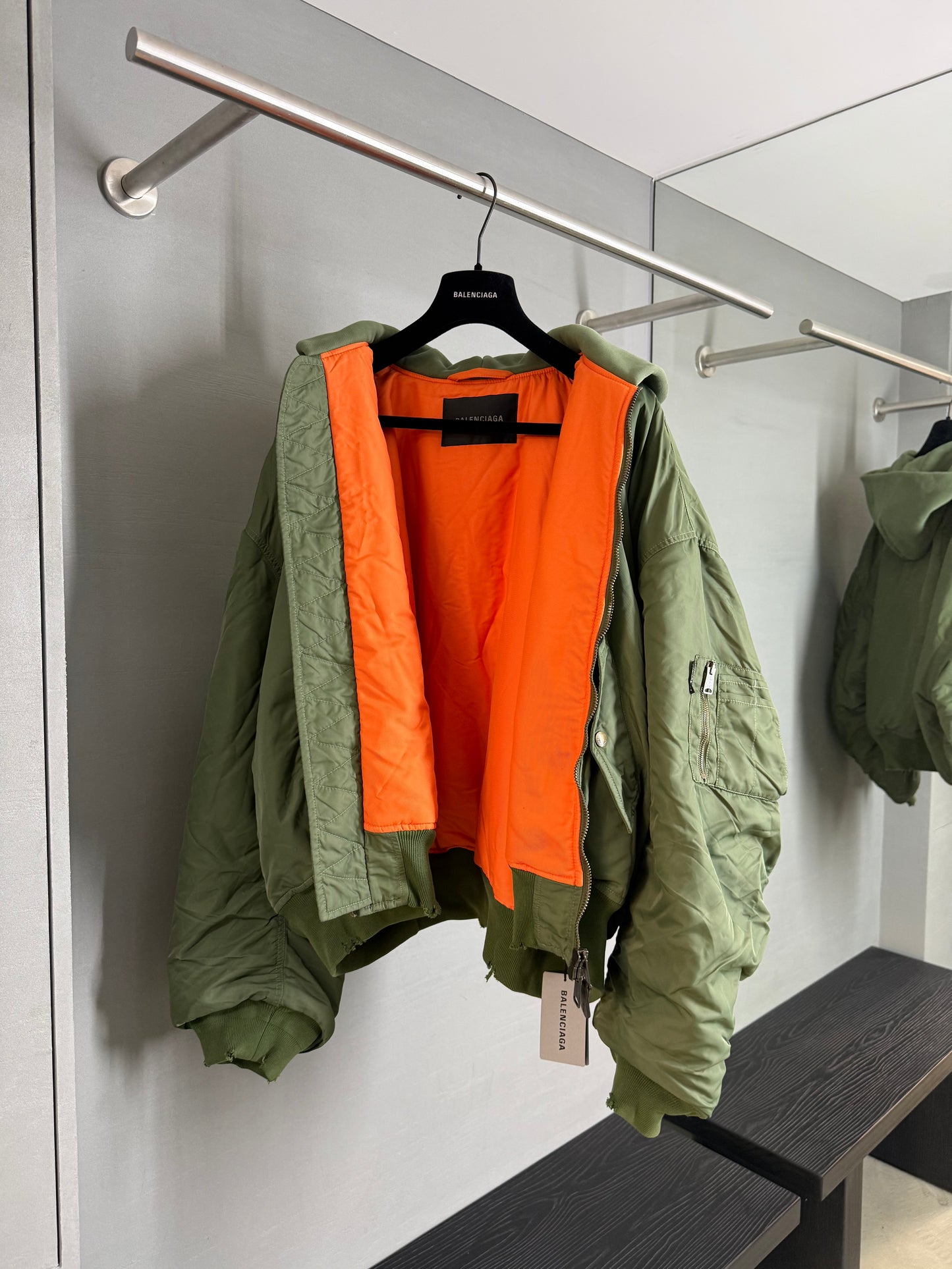Balenciaga distressed hooded bomber